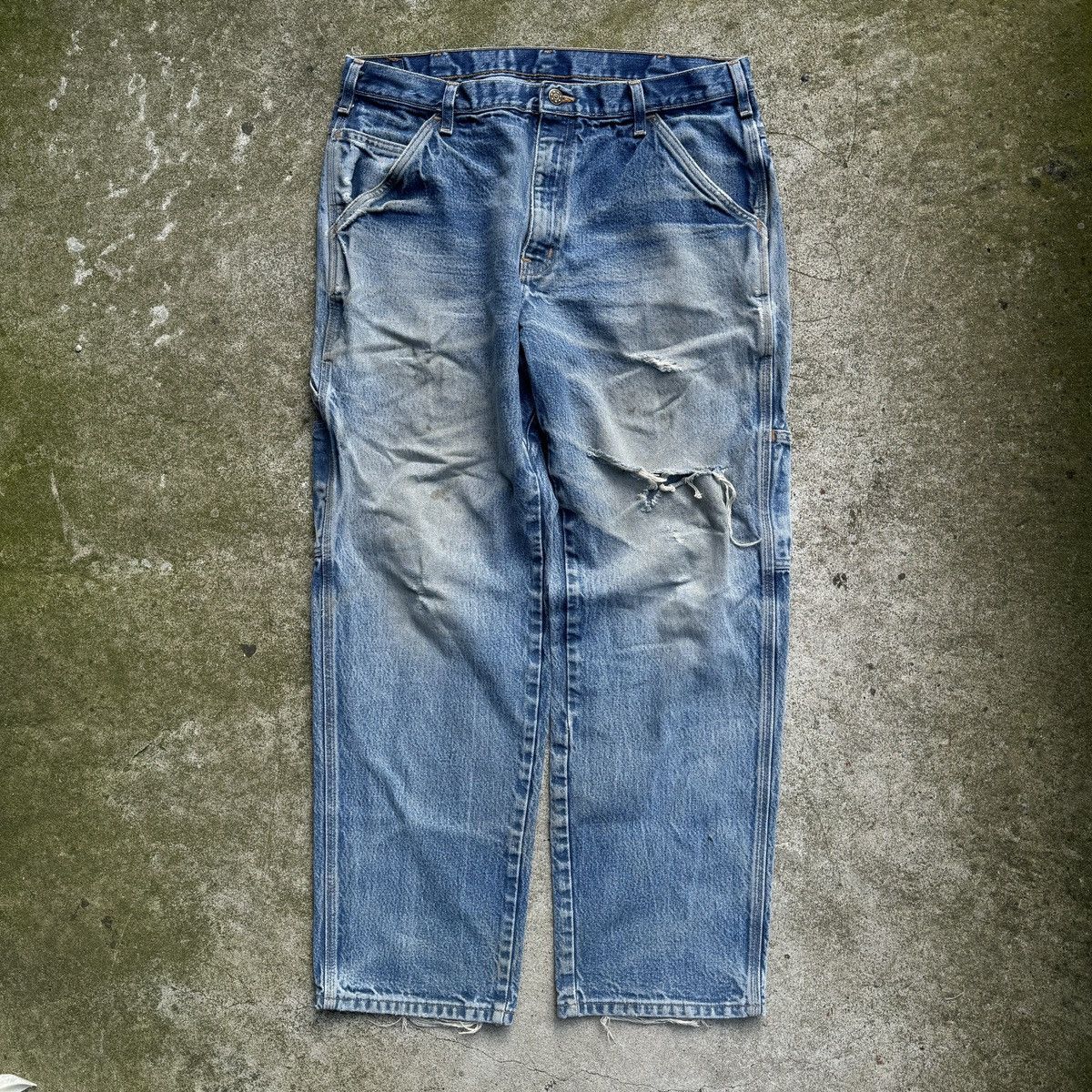 Vintage 90s Faded Thrashed Distressed Workwear Jeans ERD Grunge Size US 34 / EU 50 - 17 Thumbnail