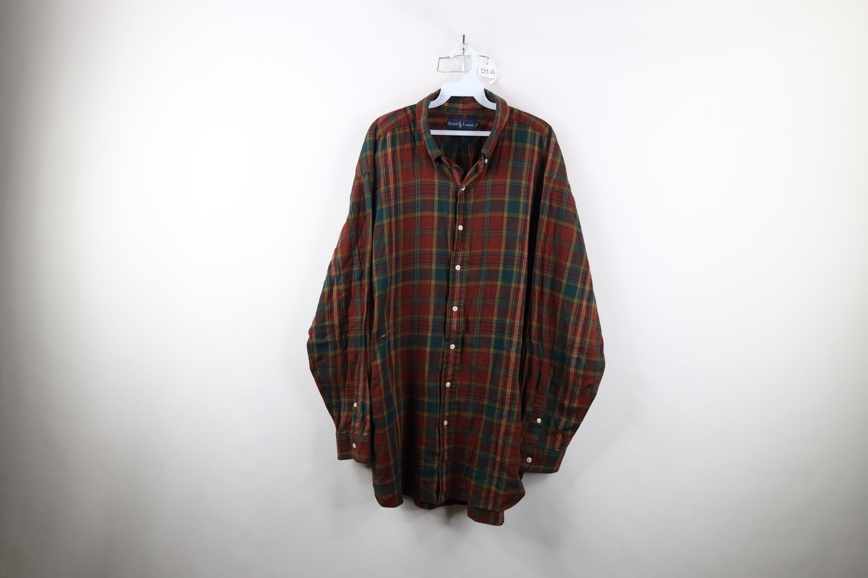Ralph Lauren × Vintage Vintage 90s Ralph Lauren Flannel Collared Button Down Shirt Size US XXL / EU 58 / 5 - 1 Thumbnail