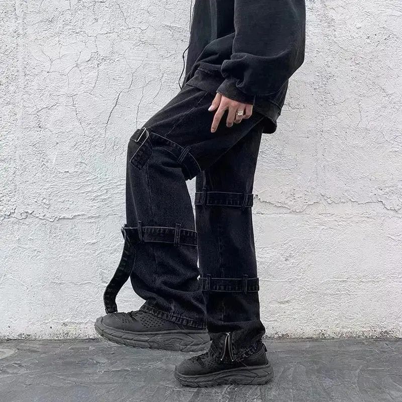 Japanese Brand Streetwear Loose Hip Hop Straight Jeans Size US 32 / EU 48 - 3 Thumbnail
