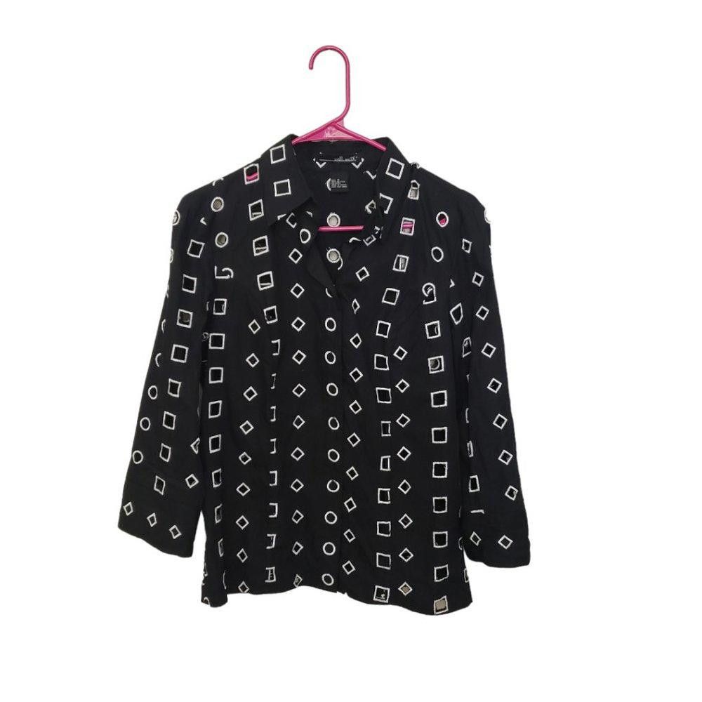 Willi Smith CT232 Vintage Willi Smith Black & White Embordered Shirt Size S / US 4 / IT 40 - 1 Thumbnail