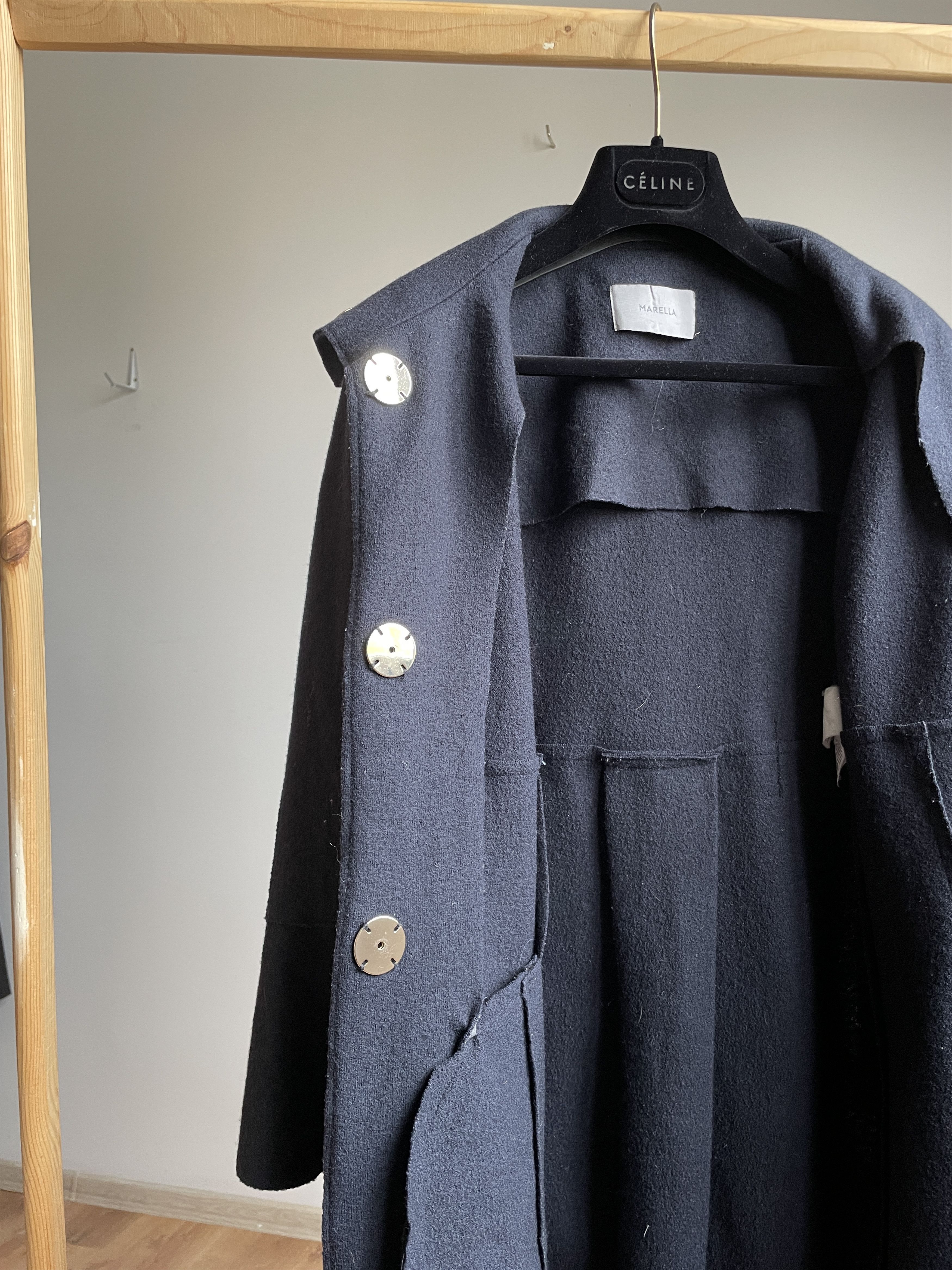 Marella Marella by Max Mara Womens Raw Edge Wool Coat Size S / US 4 / IT 40 - 4 Thumbnail