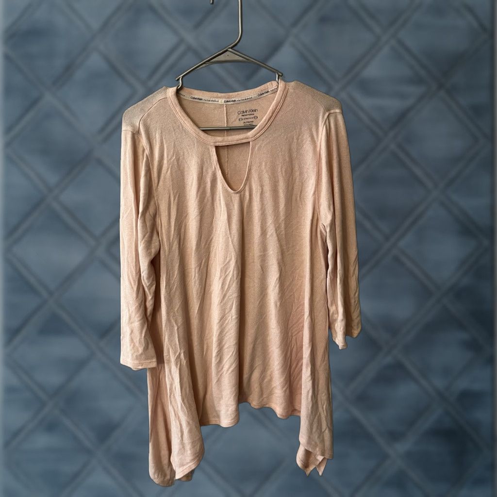 Calvin Klein Calvin Klein Performance Womens XL Pink Sweater Tunic 3/4 Sleeve Crew Neck Pullover Knit Jersey Activewear Size XL / US 12-14 / IT 48-50 - 1 Thumbnail