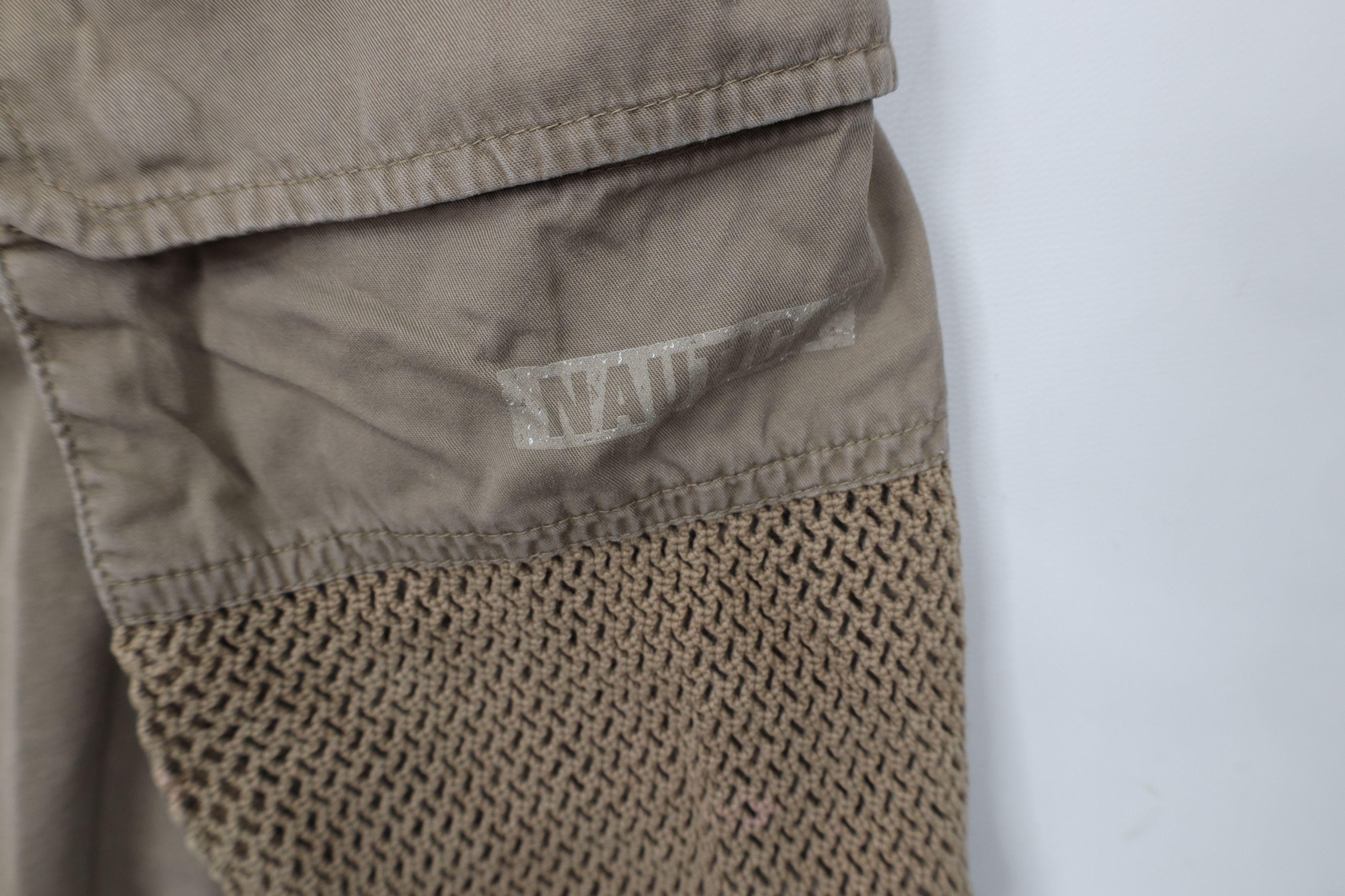 Nautica × Vintage Vintage 90s Nautica Spell Out Belted Mesh Cargo Shorts Beige Size US 34 / EU 50 - 6 Thumbnail