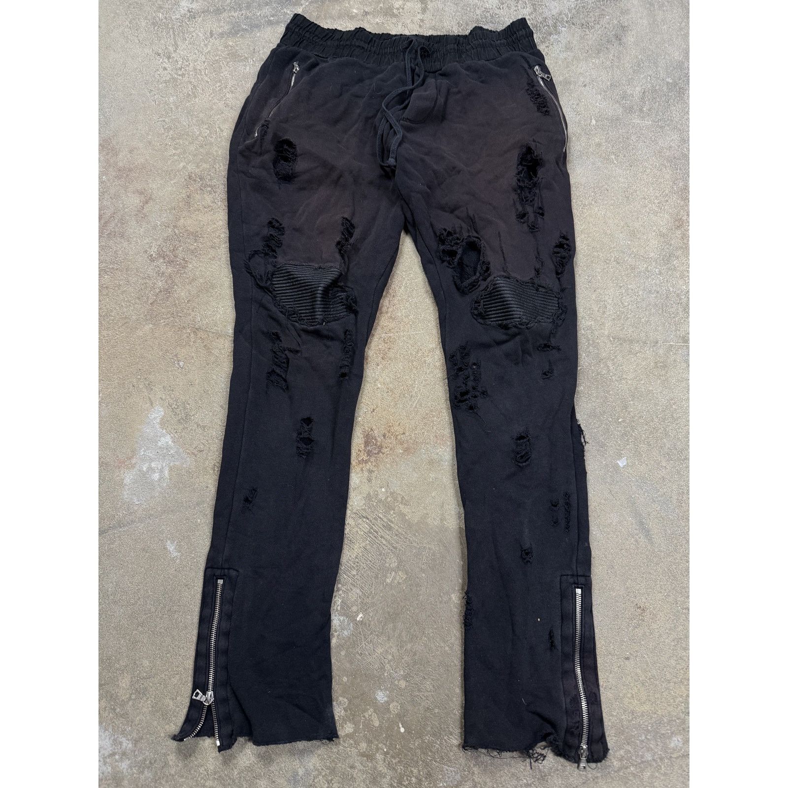 Amiri Amiri Distressed Black Patch Sweats Used Large Size US 36 / EU 52 - 1 Thumbnail