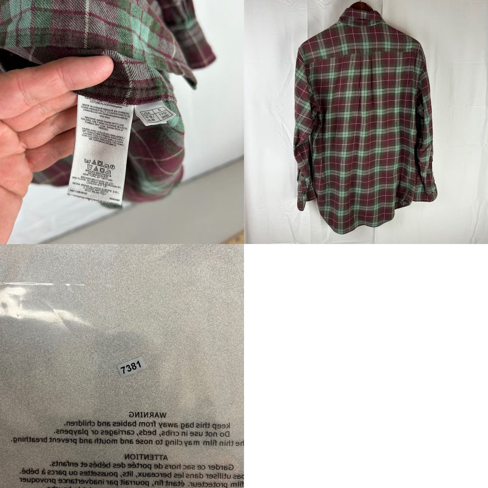 Brooks Brothers Brooks Brothers 346 Flannel Shirt Mens Small Burgundy Green Plaid Button Down Shirt Size US S / EU 44-46 / 1 - 8 Thumbnail