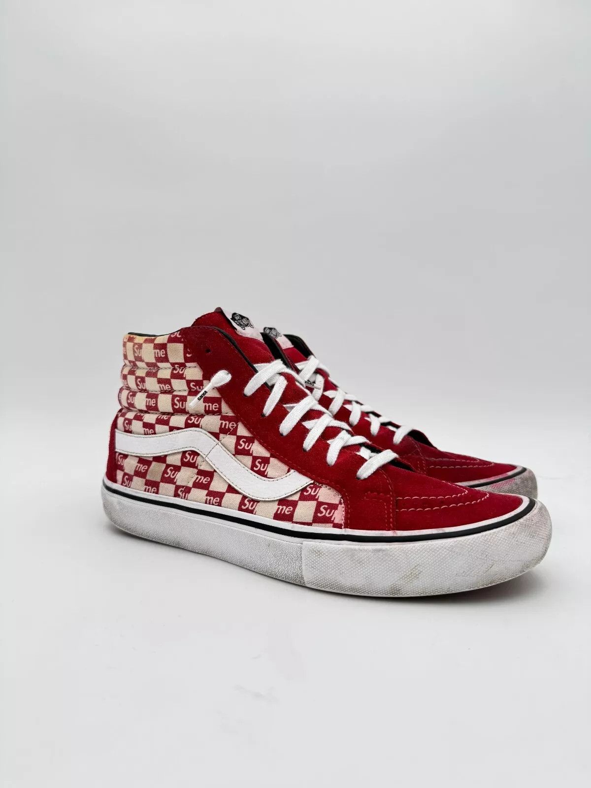 靴 VANS Supreme Sk8-Hi Red Checker Logo VANS Supreme Sk8-Hi Red Checker Logo
