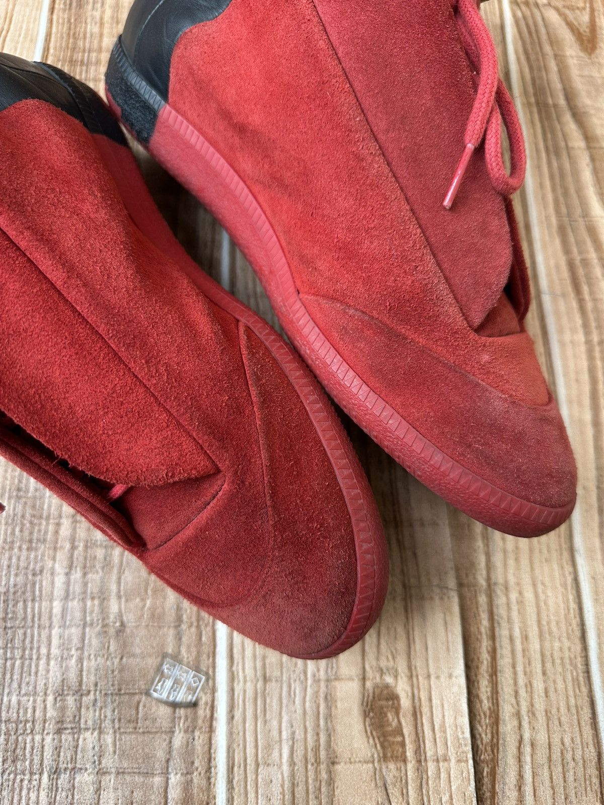 Maison Margiela 👀Maison Margiela Red Leather Suede Futures Hightops Size US 9 / EU 42 - 9 Thumbnail