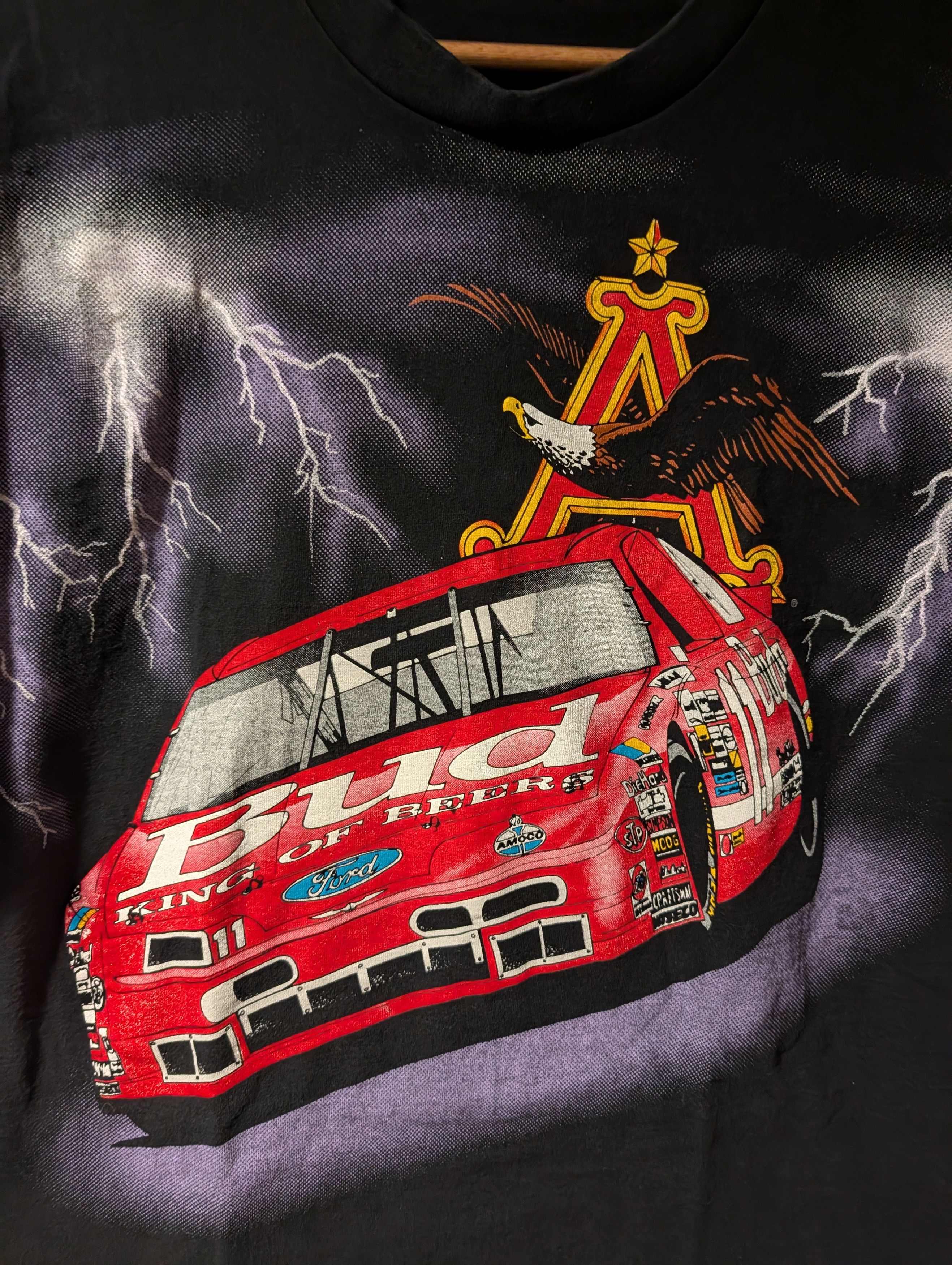 NASCAR Bill Elliott Budweiser NASCAR Lightning Double Sided T-Shirt Size US XXL / EU 58 / 5 - 2 Thumbnail