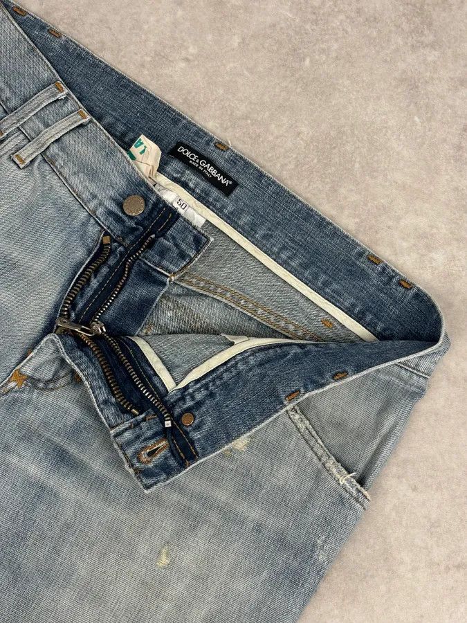 Dolce & Gabbana 2000s Dolce & Gabbana Blue Distressed Denim Jeans Size US 33 - 10 Thumbnail