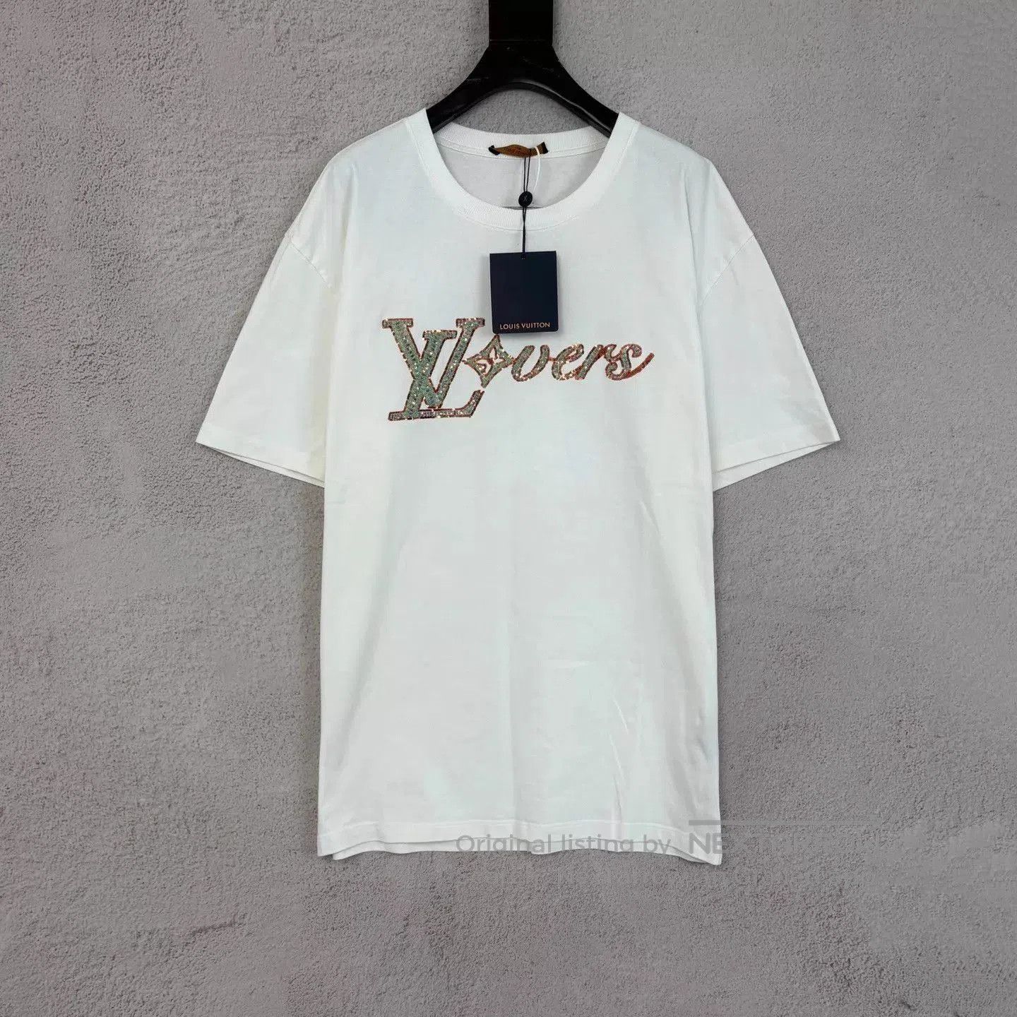 Louis Vuitton White Sequin 'Lovers' Graphic Short Sleeve Tee. Size US XXL / EU 58 / 5 - 1 Thumbnail