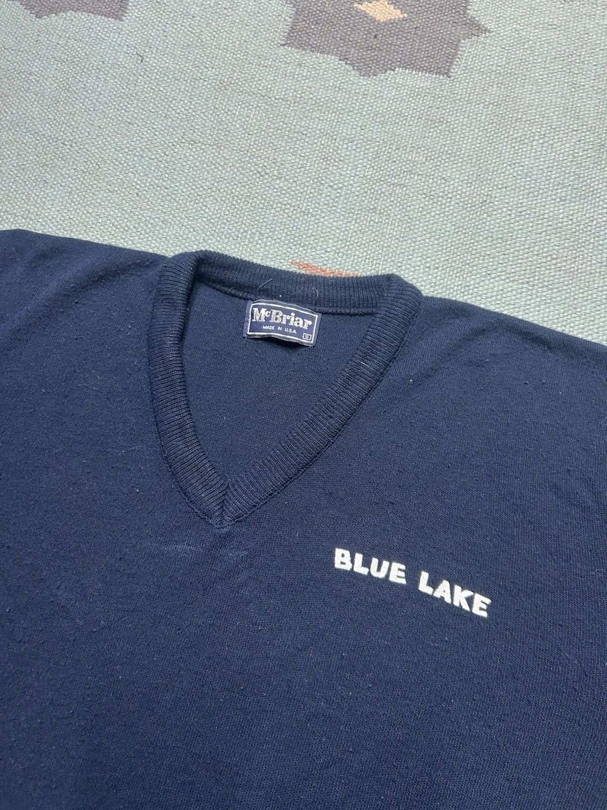 Vintage Vintage sweater v neck Blue Lake Michigan acrylic navy small Size US S / EU 44-46 / 1 - 3 Thumbnail