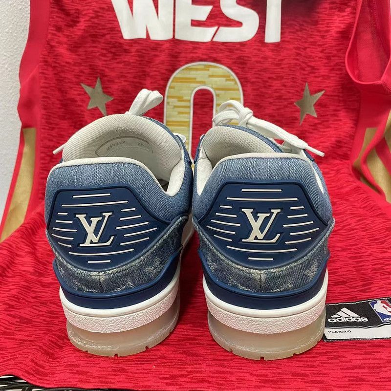 Louis Vuitton Louis Vuitton Blue Denim Low-Top Sneakers - Size US 10 / EU 43 - 3 Thumbnail