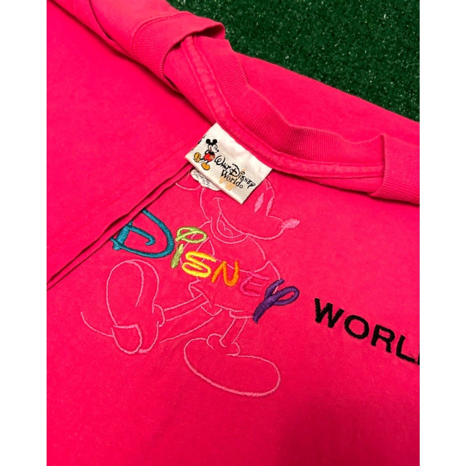 Disney VINTAGE Disney Mickey Mouse Embroidered Logo VTG Shirt 2XL Pink Mens Short Sleeve 90s Size US XXL / EU 58 / 5 - 2 Thumbnail