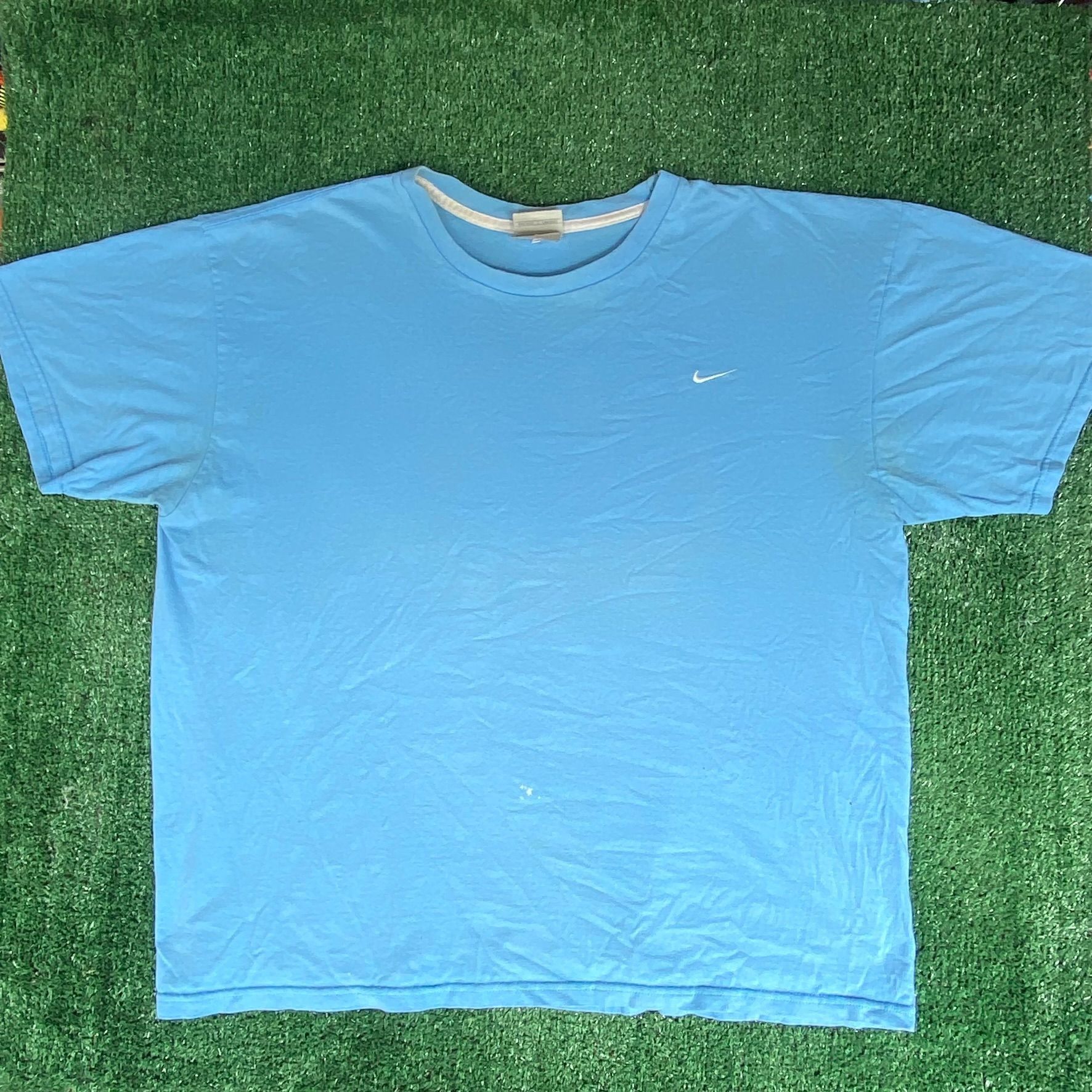 Nike Vintage Y2K Nike Logo Shirt Baby Blue Off Center Swoosh Tee Size US XL / EU 56 / 4 - 1 Thumbnail