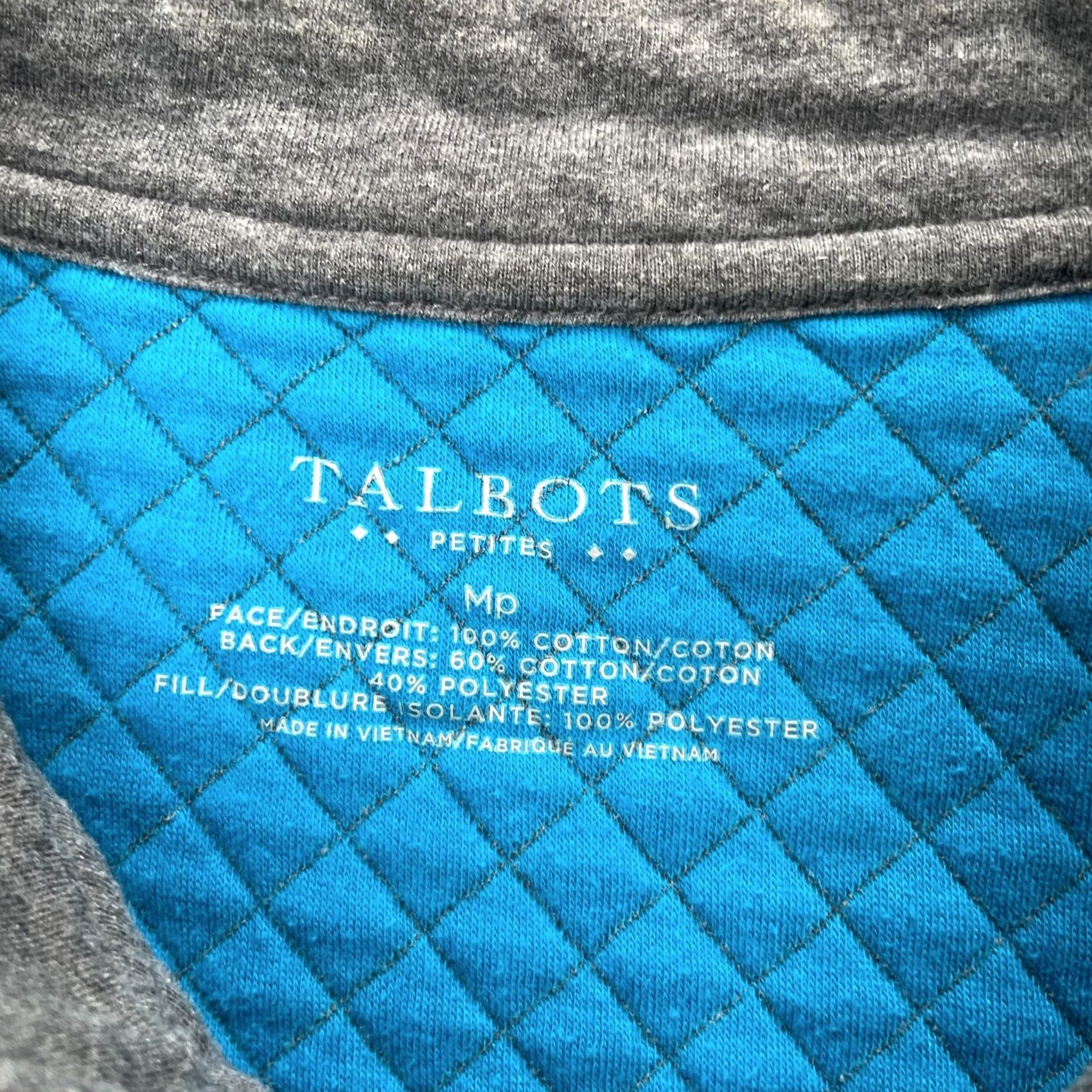 Talbots Talbots Jacket Womens Medium Petite Gray Quilted Coat Cotton Lined Full Zip Size M / US 6-8 / IT 42-44 - 3 Thumbnail