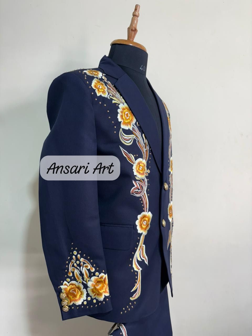 Other Men 2PC Customized floral Eagle embroidery prom cocktail Size 46S - 3 Thumbnail