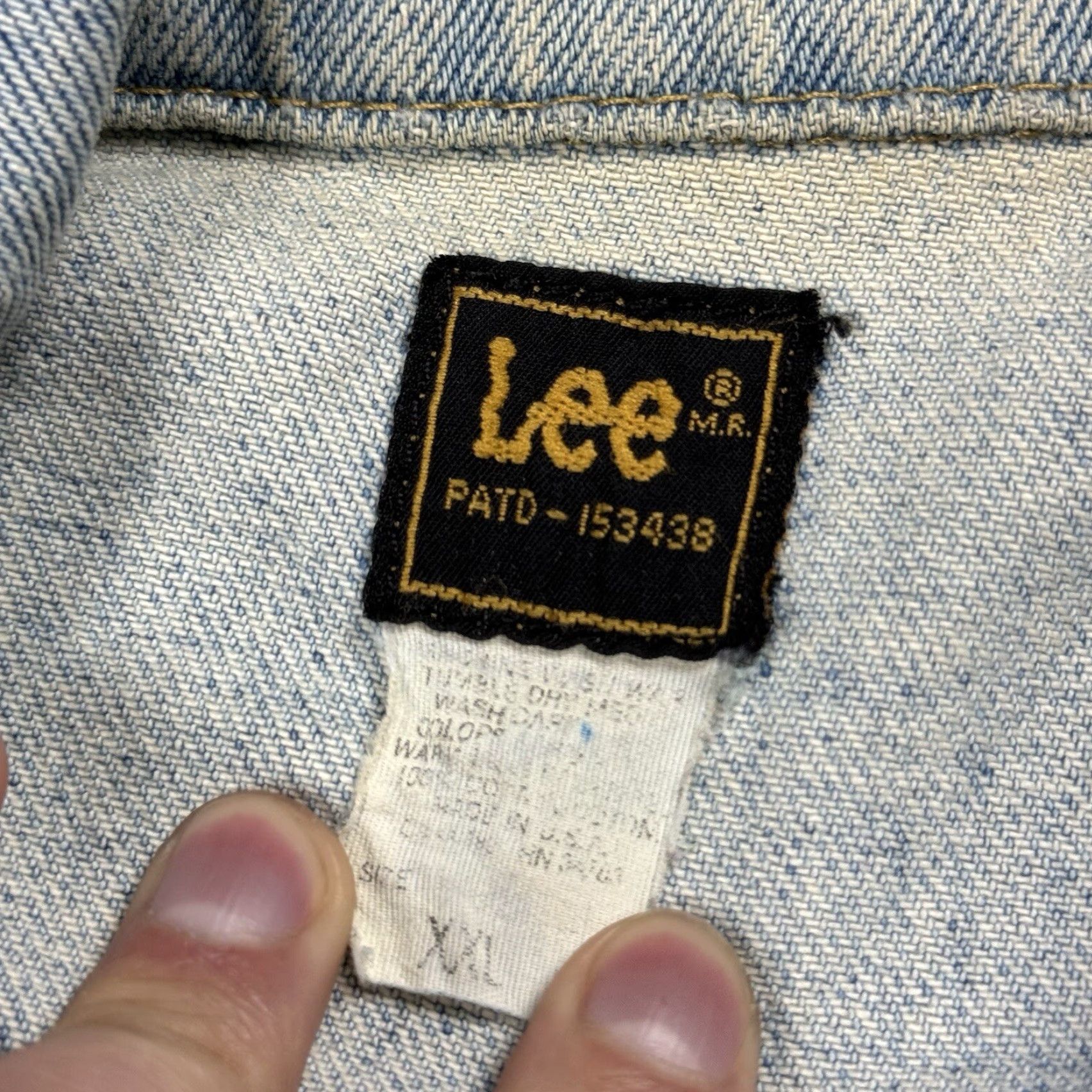 Lee VINTAGE Lee Mr Trucker Denim Jacket 2XL Blue Cowboy Biker 70s Mens Size US 39 - 3 Thumbnail
