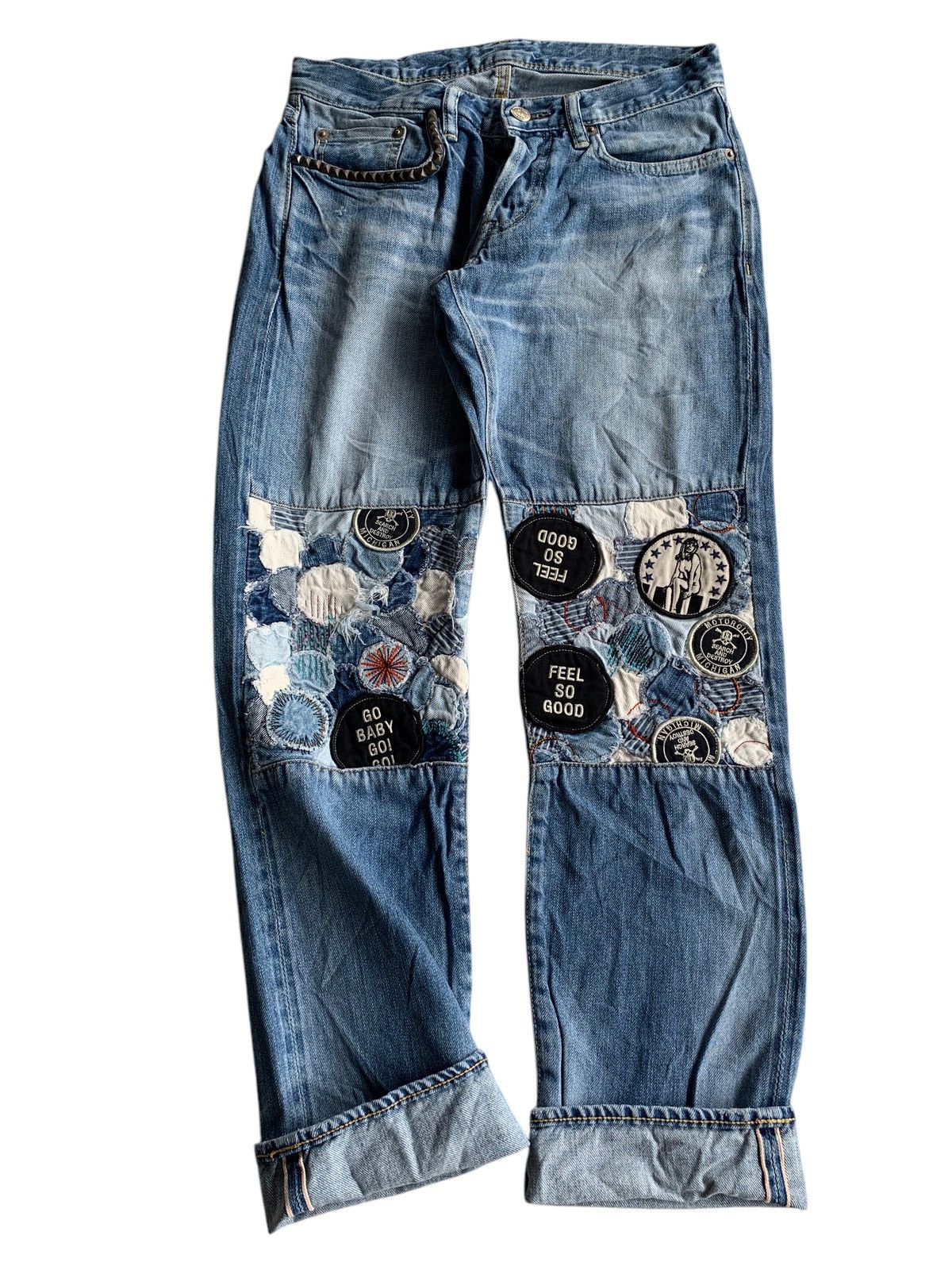 Hysteric Glamour × Japanese Brand HYSTERIC GLAMOUR REWORK LOW RISE SELVEDGE DISTRESSED DENIM🎌 Size US 27 - 3 Thumbnail