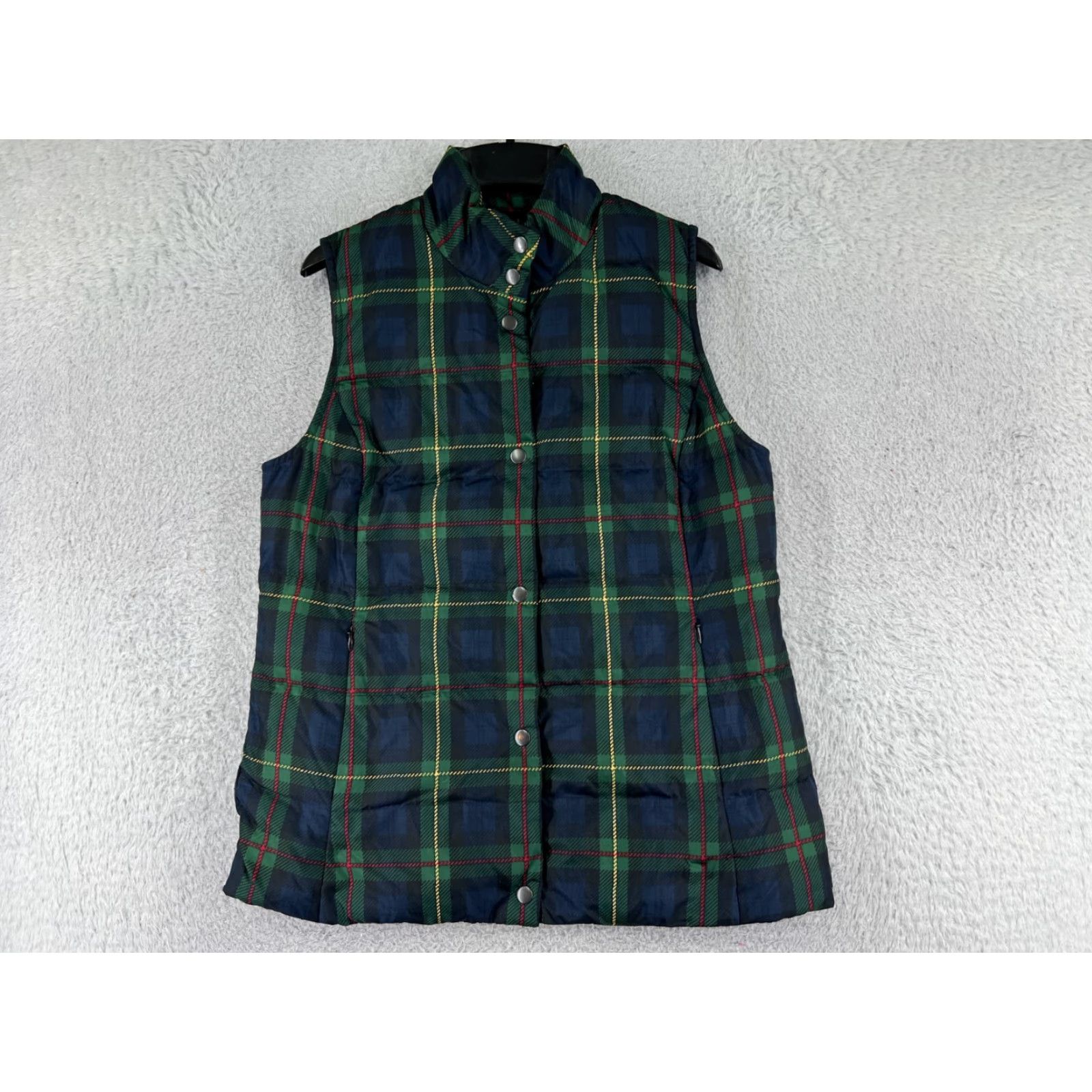 J. Jill J Jill Vest Shirt Womens Small Blue Plaid Insulated Down Mock Neck Zip Button Up Casual Fall Spring Mens Women Size S / US 4 / IT 40 - 2 Thumbnail