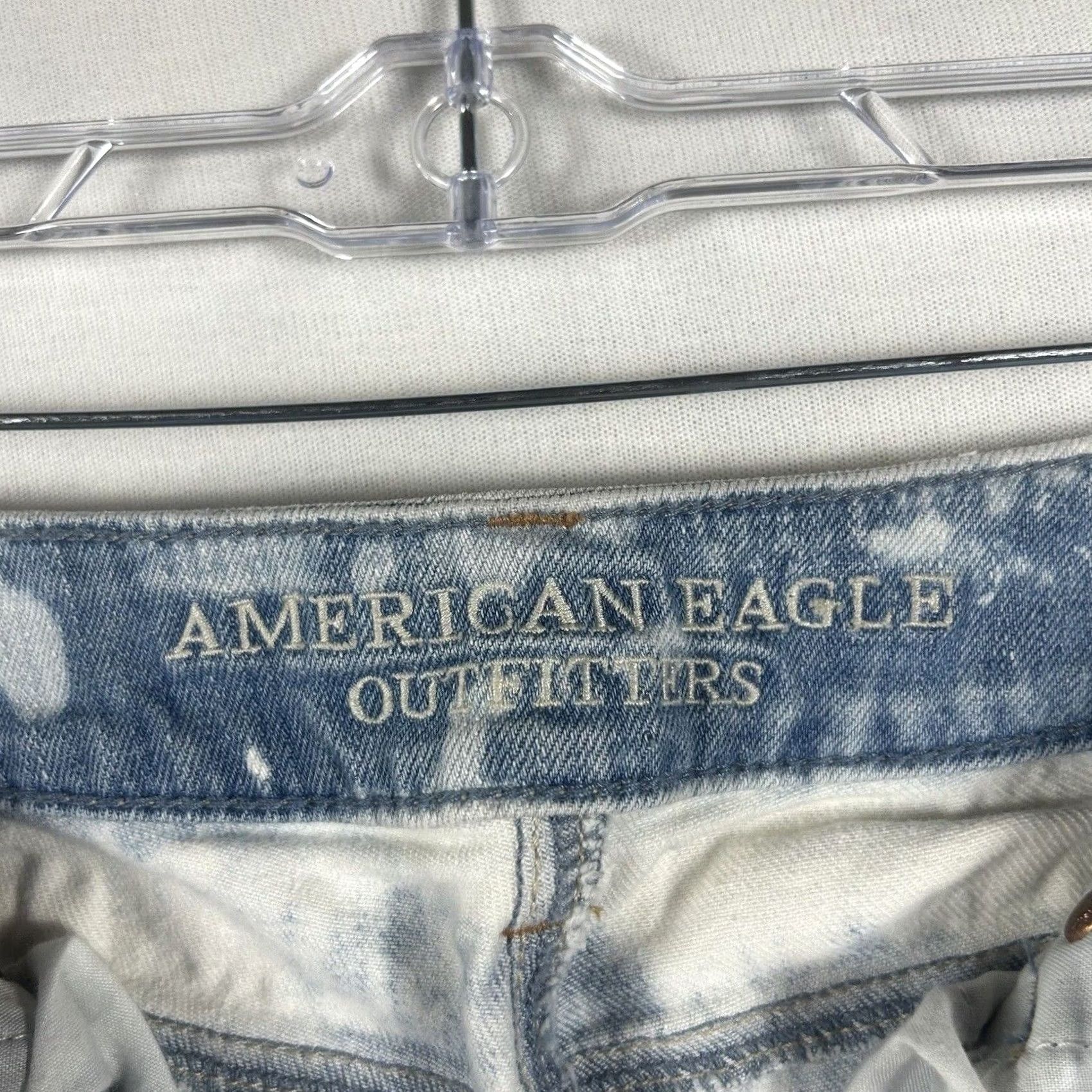 American Eagle Outfitters VINTAGE American Eagle Jeans Straight Regular Distressed Denim 0 Womens Jeans Stretch Blue 90s Size 25" / US 0 / IT 36 - 3 Thumbnail