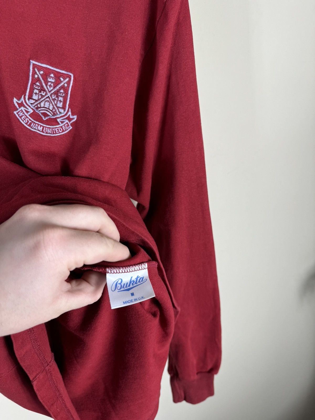 Vintage 1990-92 West Ham United FC Bukta Rugby Polo Shirt Size US M / EU 48-50 / 2 - 8 Thumbnail