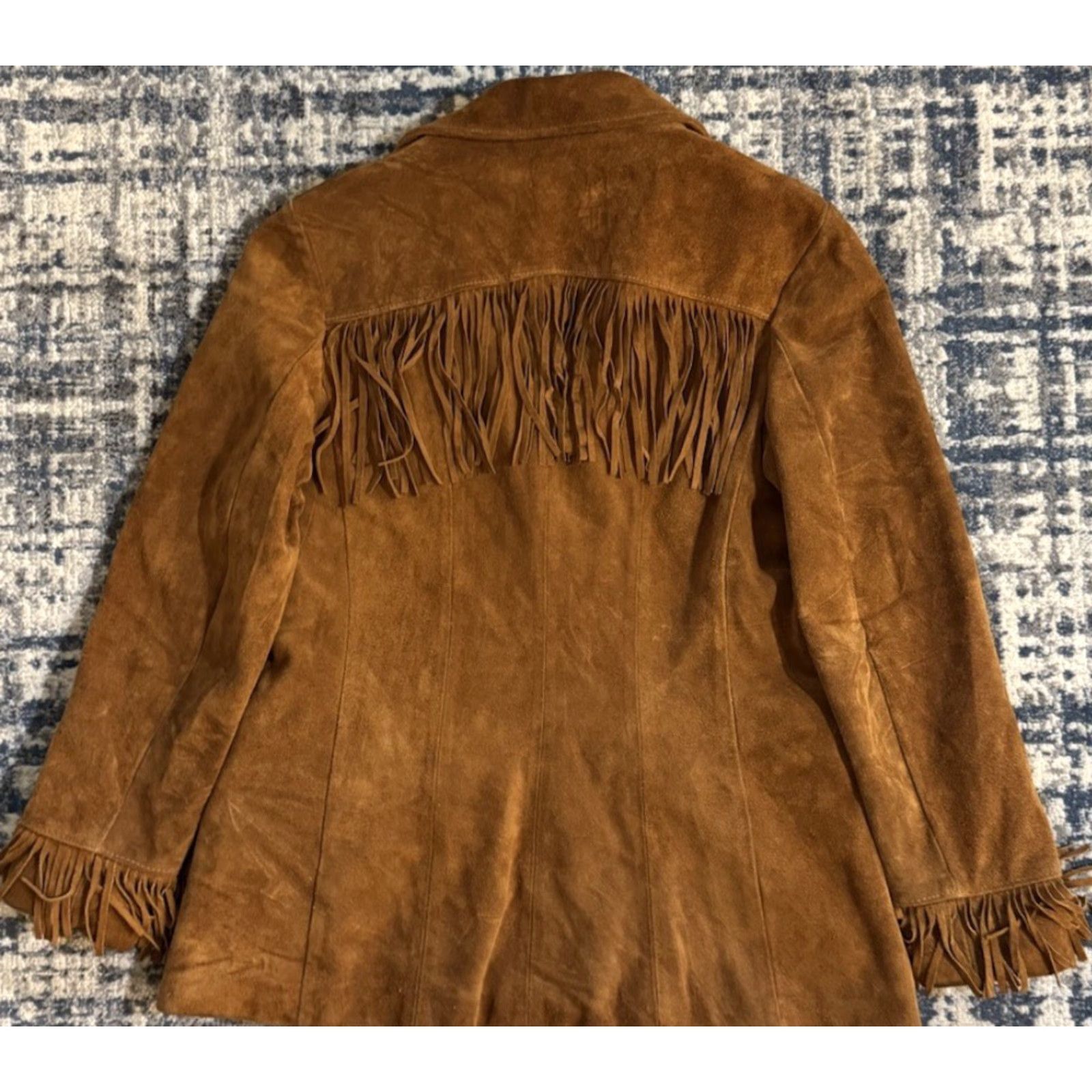 Vintage VINTAGE Joo Kay Suede Leather Western Fringe Jacket Women’s Size 14 Cowgirl Brown 1960s Cowgirl Western Mens Womens Size XL / US 12-14 / IT 48-50 - 5 Thumbnail