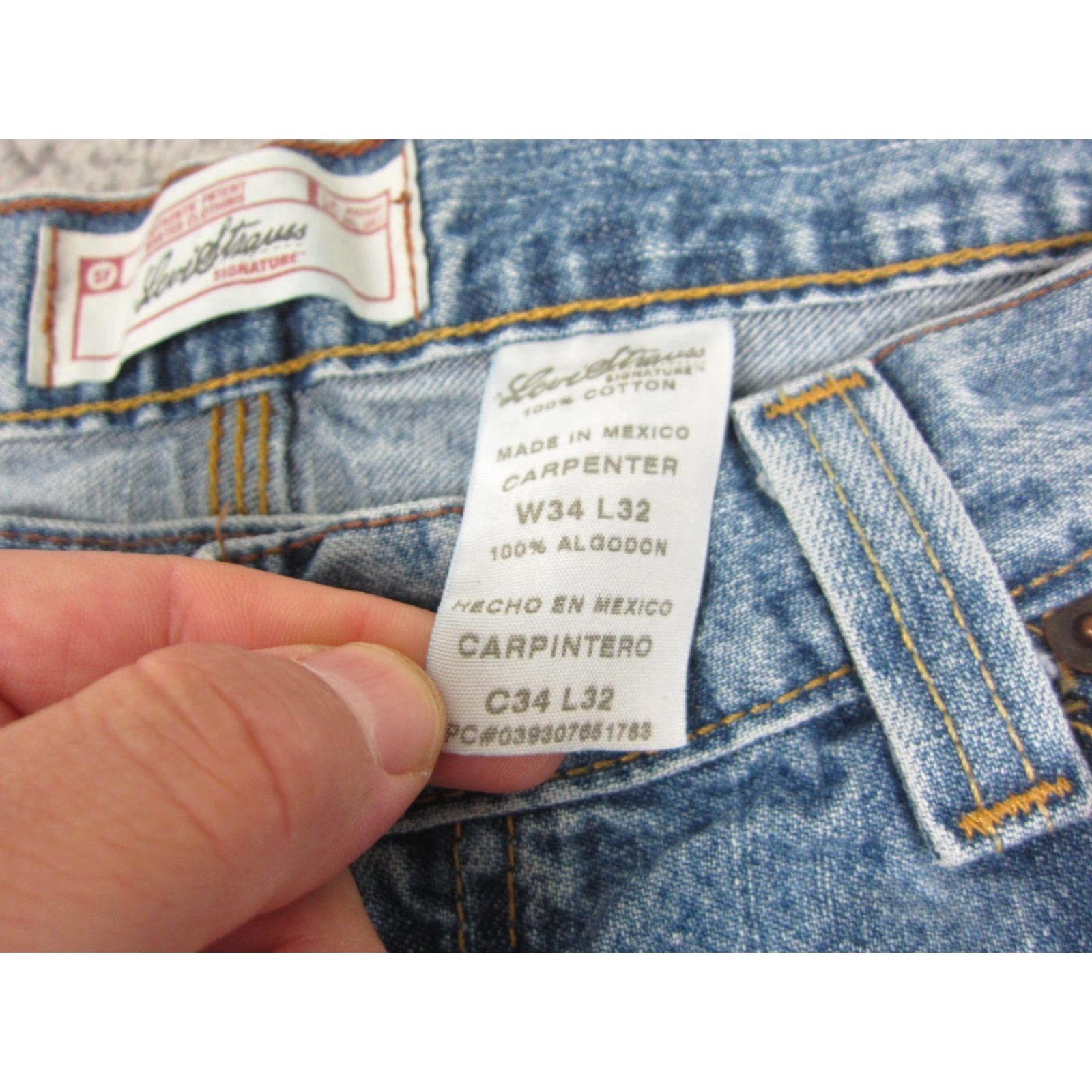 Levi's VINTAGE Levi's Jeans Mens 34x32 Blue Denim Carpenter Straight 90s 80s Baggy Pocket Zipper Button Baggy Denim Jeans Mens Regular Blue 34x32 Size US 34 / EU 50 - 4 Thumbnail