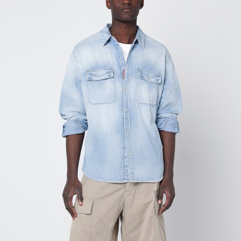 Dsquared2 Light Blue Washed Denim Shirt