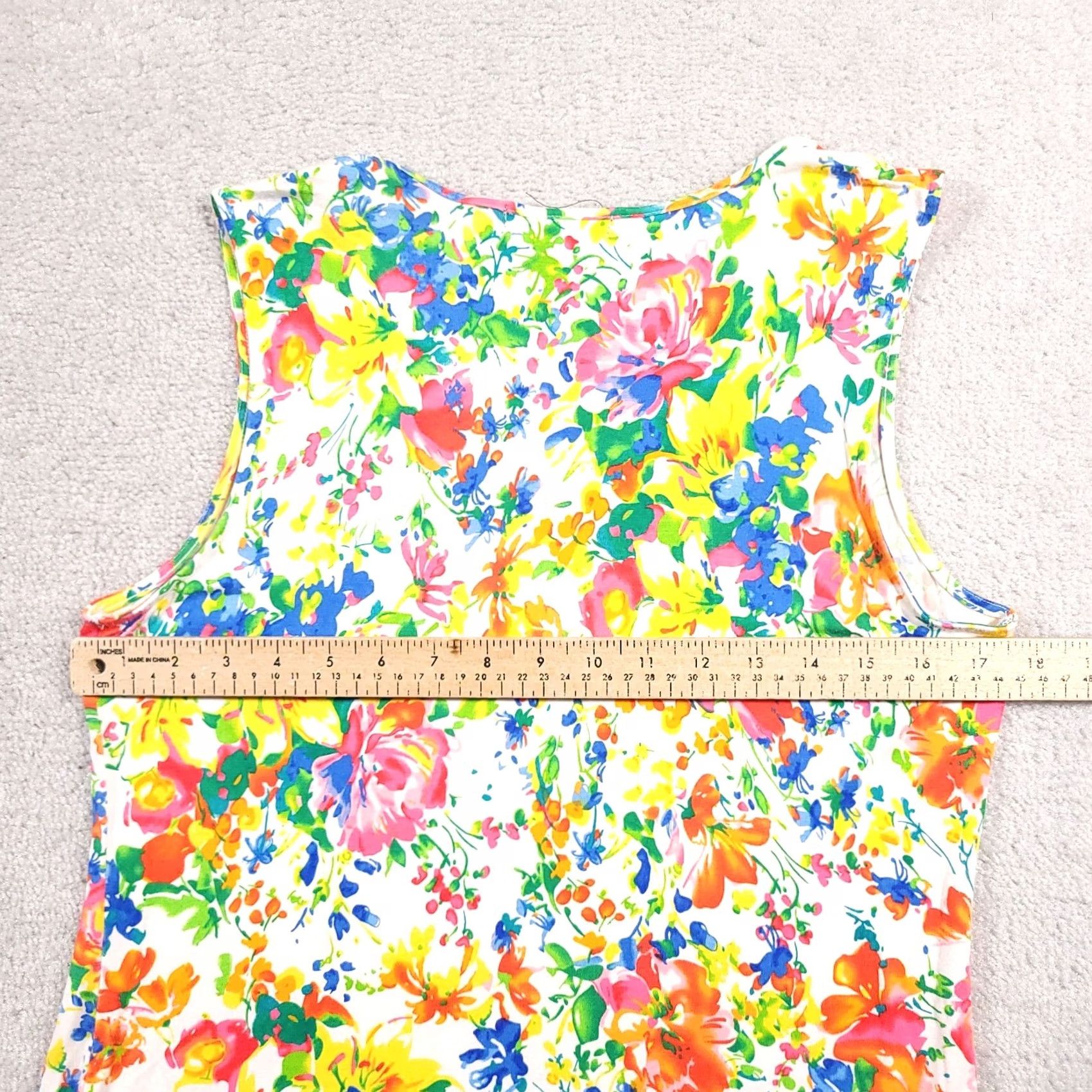 Chaps Chaps Tank Shirt Petite PM Floral Keyhole Neck Sleeveless Women's Size M / US 6-8 / IT 42-44 - 5 Thumbnail
