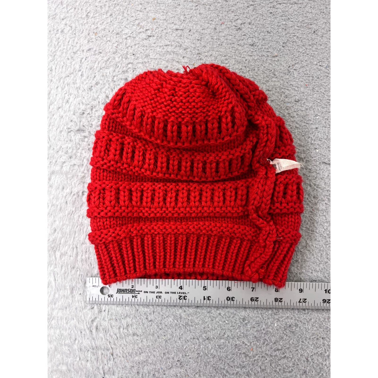 Vintage California Beanie Toque Womens One Size Red Knit Acrylic Poly Faux Fur Pom Hat Size ONE SIZE - 6 Thumbnail