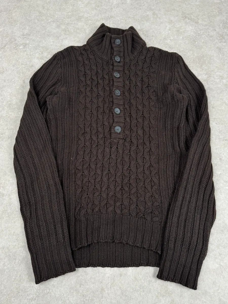 2000s Daniele Alessandrini Brown Wool Buttoned Sweater