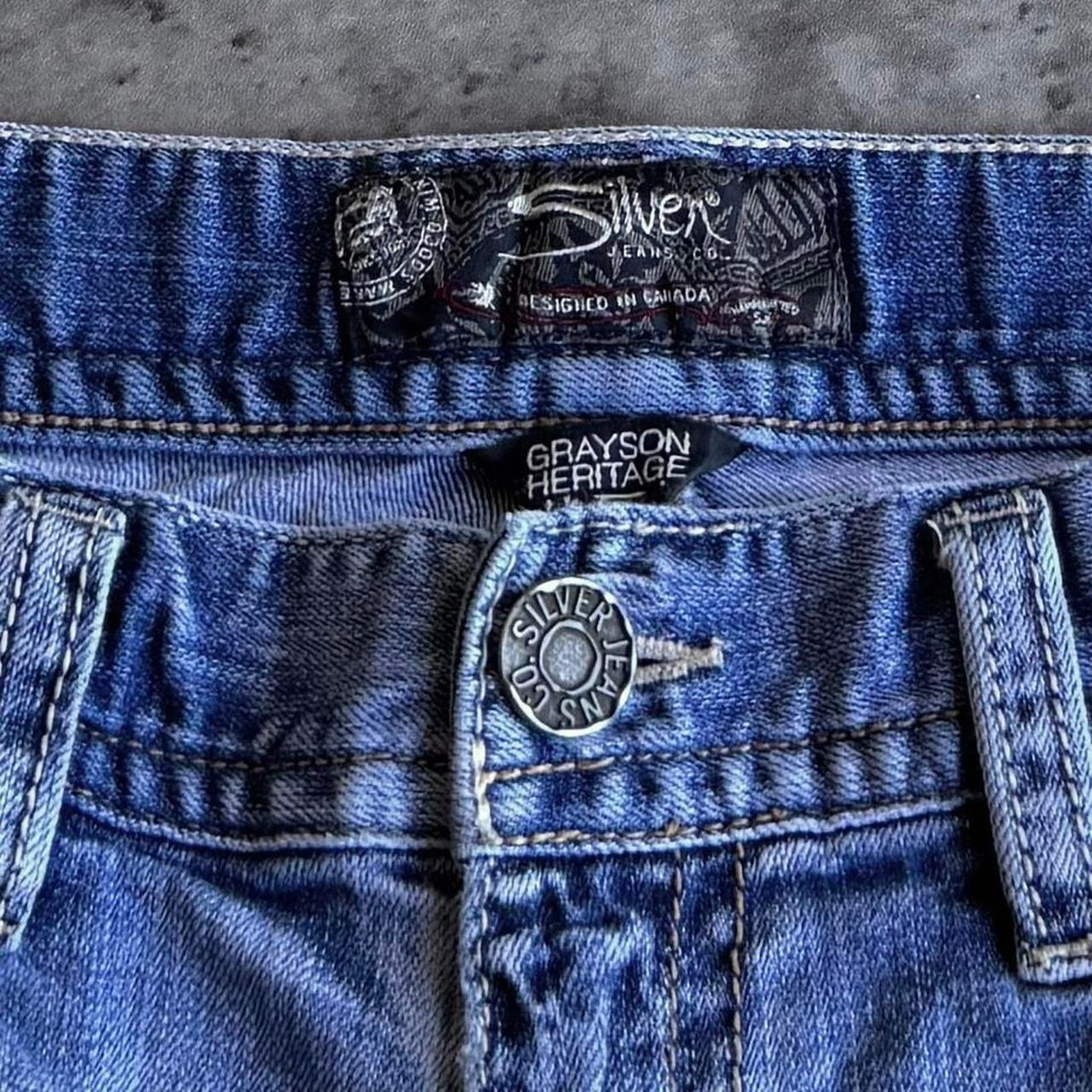 Silver Jeans Co. × Vintage Vintage Y2K Silver Jeans Embroidered Opium Denim Jeans Size US 34 / EU 50 - 4 Thumbnail
