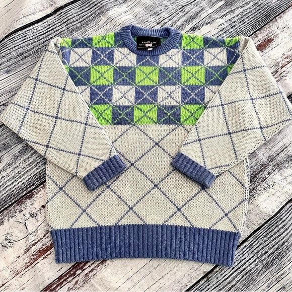 Vintage 80’s “The Aspen Lid” Wool Blend Argyle Knit Sweater
