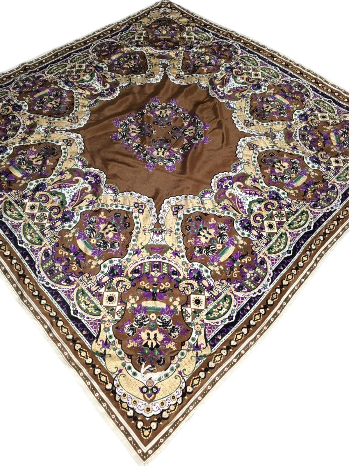 Kenzo KENZO PARIS Floral Flowers Brown Oversized Silk Scarf Size ONE SIZE - 3 Thumbnail