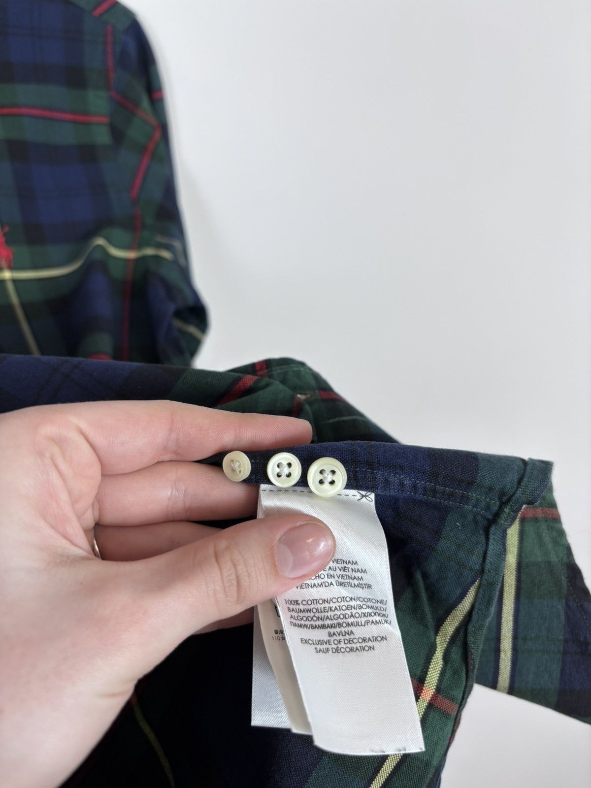 Ralph Lauren Ralph Lauren Men’s Blue Green Tartan Plaid Long Sleeve Shirt Size US XS / EU 42 / 0 - 10 Thumbnail