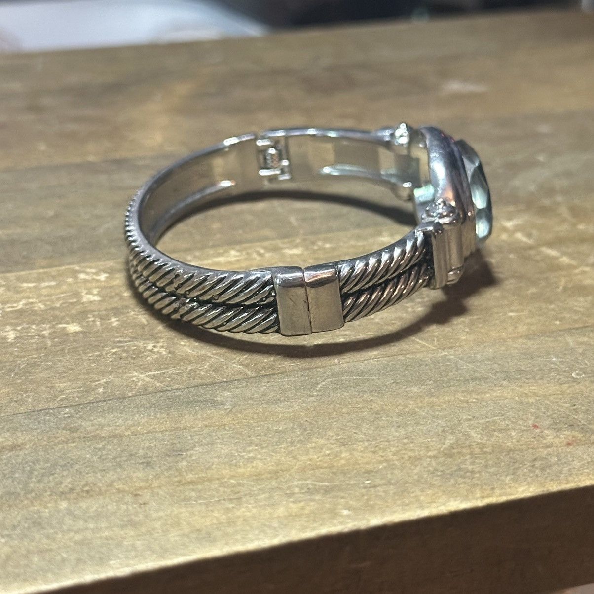 Other Silver tone blue glass stone hinged bangle bracelet Size ONE SIZE - 5 Thumbnail