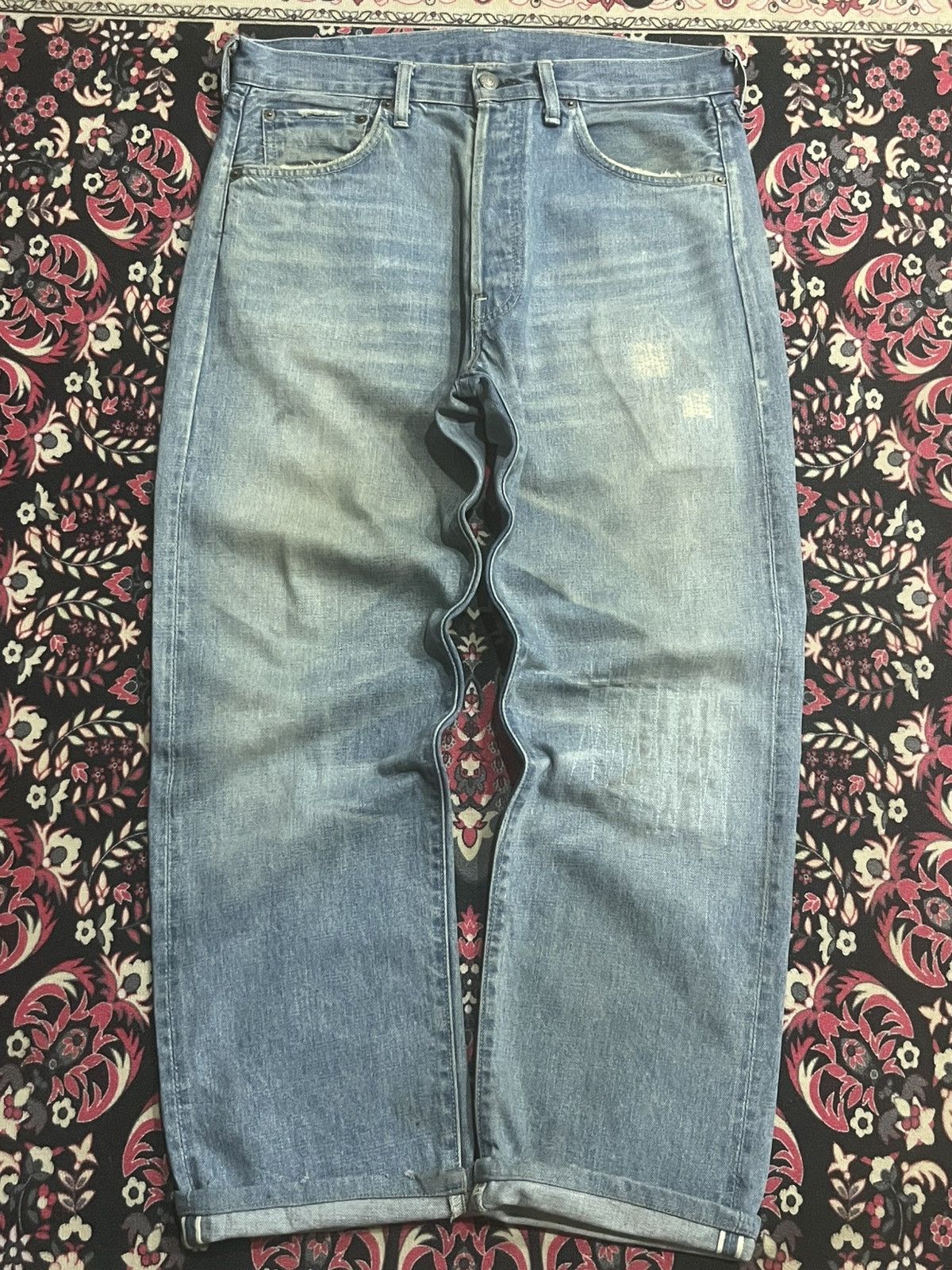 Levi's Vintage Clothing Levi’s LVC 501 Big E Repaired Blue Washed Selvedge Jeans Size US 34 / EU 50 - 1 Thumbnail