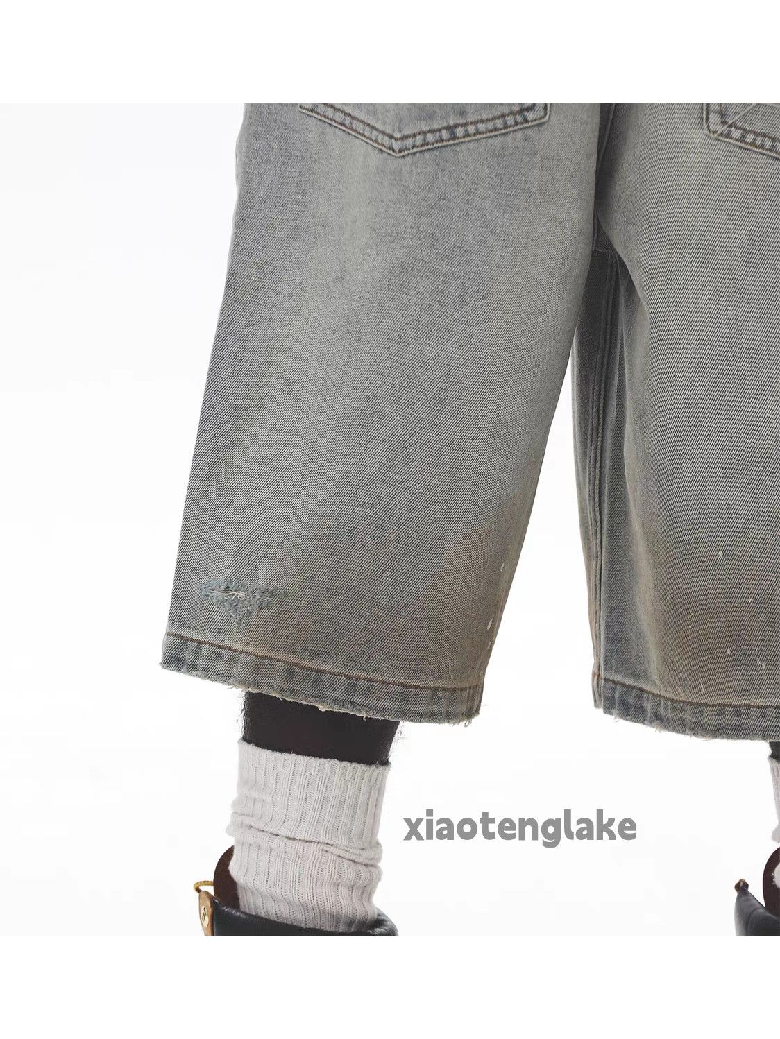 Jean Unisex utility loose baggy stain paint grunge shorts Size US 36 / EU 52 - 4 Thumbnail
