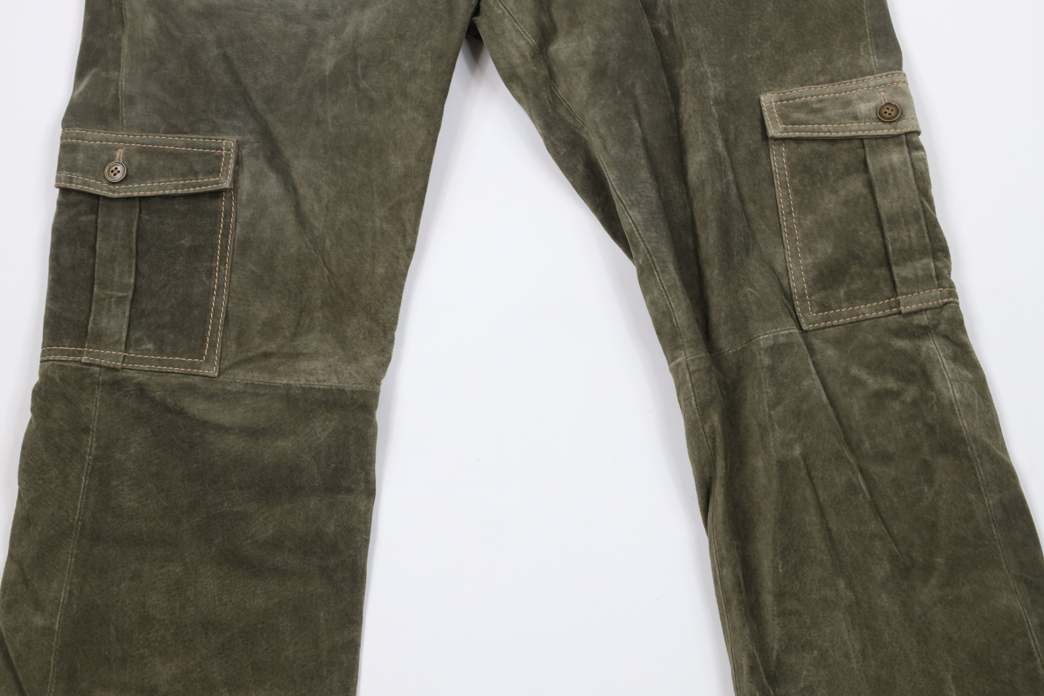 Vintage Vintage 90s Streetwear Leather Flared Wide Leg Cargo Pants Size 36" / US 14 / IT 50 - 3 Thumbnail