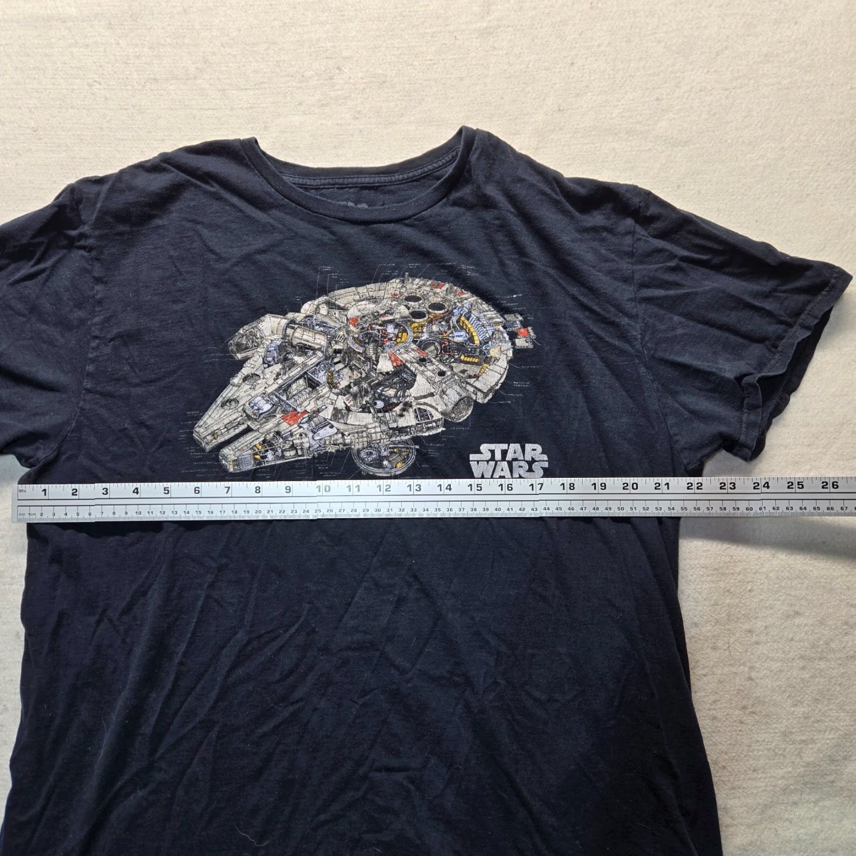 Star Wars Star Wars Shirt Adult XL Black T-Shirt Millennium Falcon Hans Solo Crew Neck Short Sleeve Cotton Graphic Regular Mens XL Size US XL / EU 56 / 4 - 4 Thumbnail
