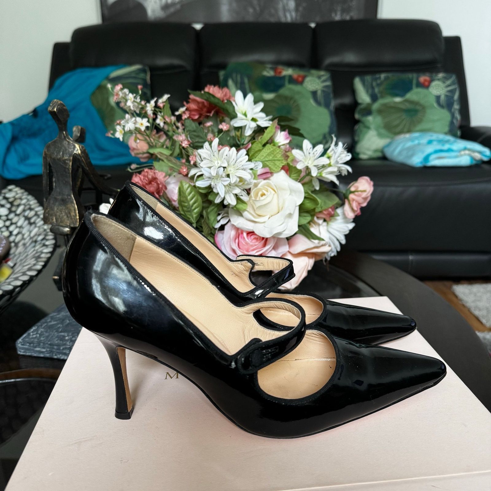 Manolo Blahnik Manolo Blahnik Black Patent Campari Mary Jane Pumps 41.5M Size US 11.5 / IT 41.5 - 8 Thumbnail