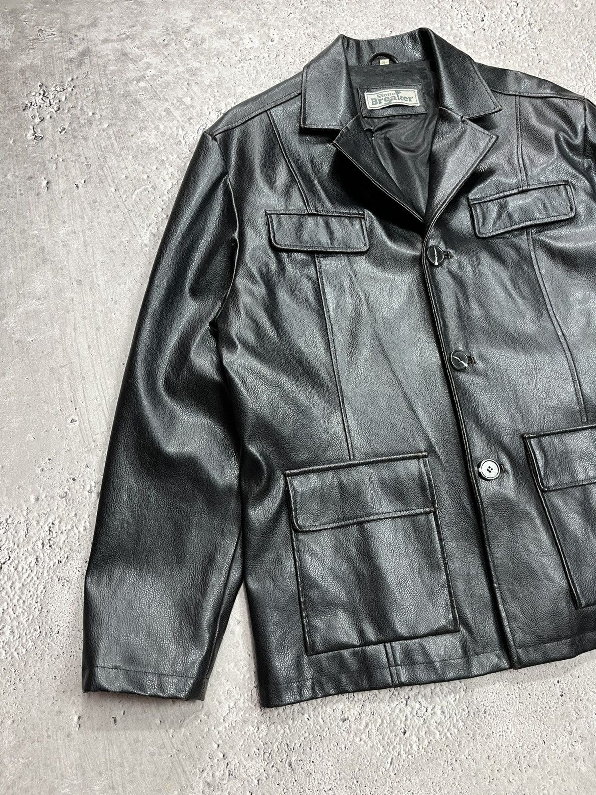 Other Vintage Black Faux Leather Jacket XL Button Up 90s Size US XL / EU 56 / 4 - 3 Thumbnail