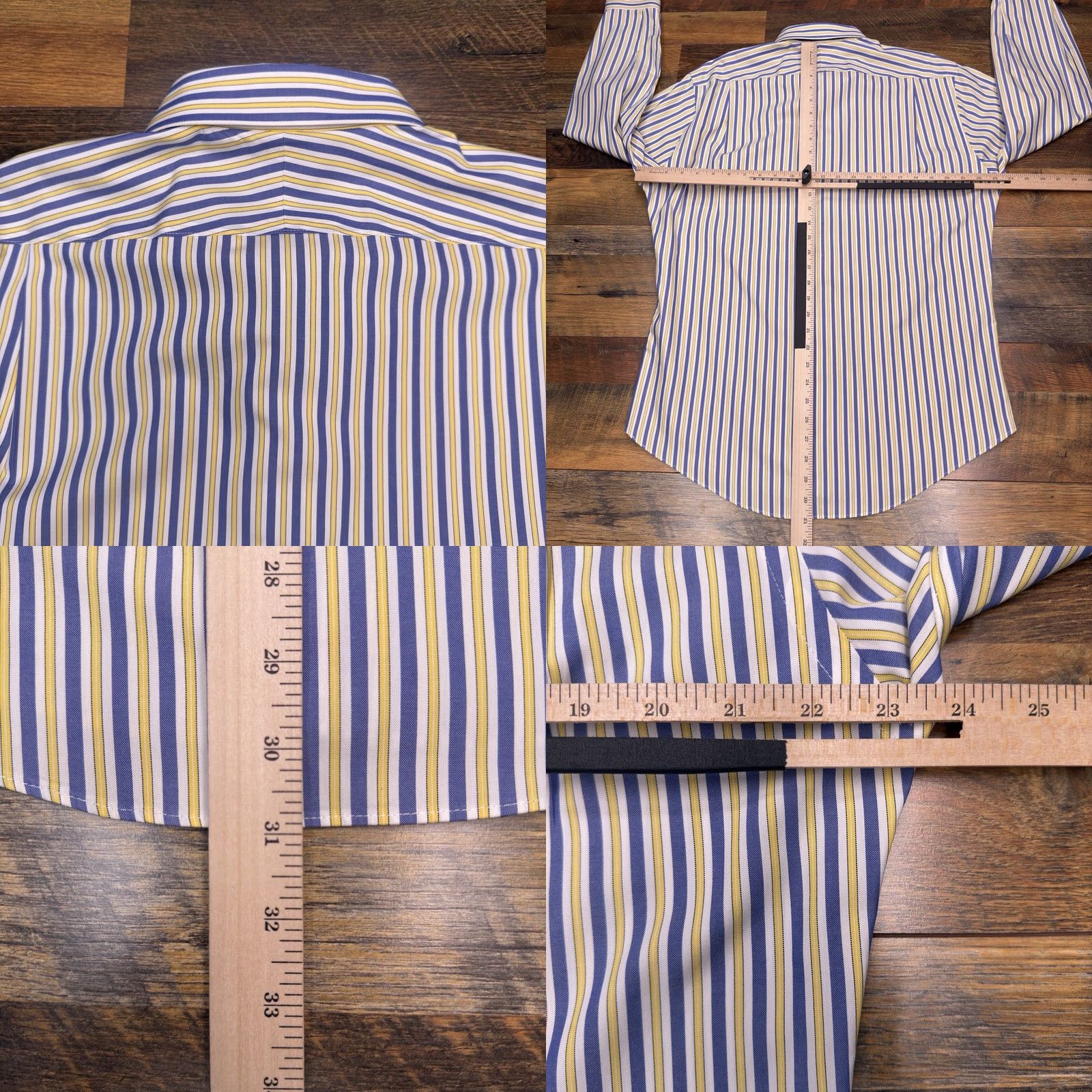 Neiman Marcus Neiman Marcus Shirt Mens 16 Slim Button Up Dress Shirt Yellow Striped 100% Cotton Wrinkle Resistant Size US L / EU 52-54 / 3 - 8 Thumbnail