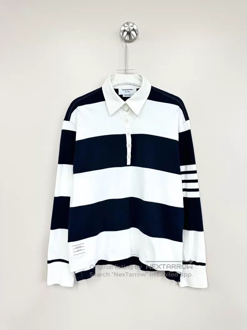 Thom Browne Thom Browne Black and White Colorblocked Long-sleeve Polo Size XS / US 0-2 / IT 36-38 - 1 Thumbnail