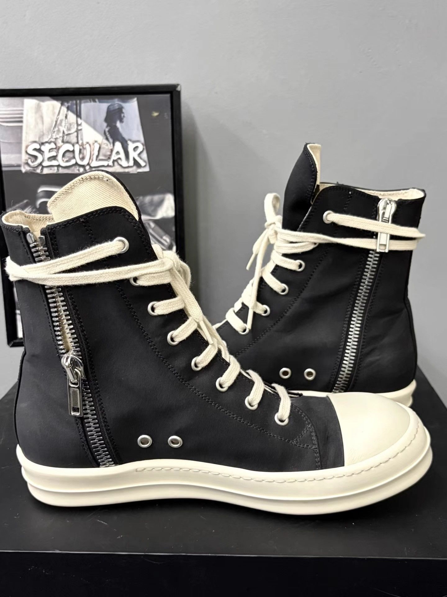 Rick Owens Rick Owens Drkshdw Satin High Top Jumbo Sneakers K34 Size US 7 / EU 40 - 6 Thumbnail