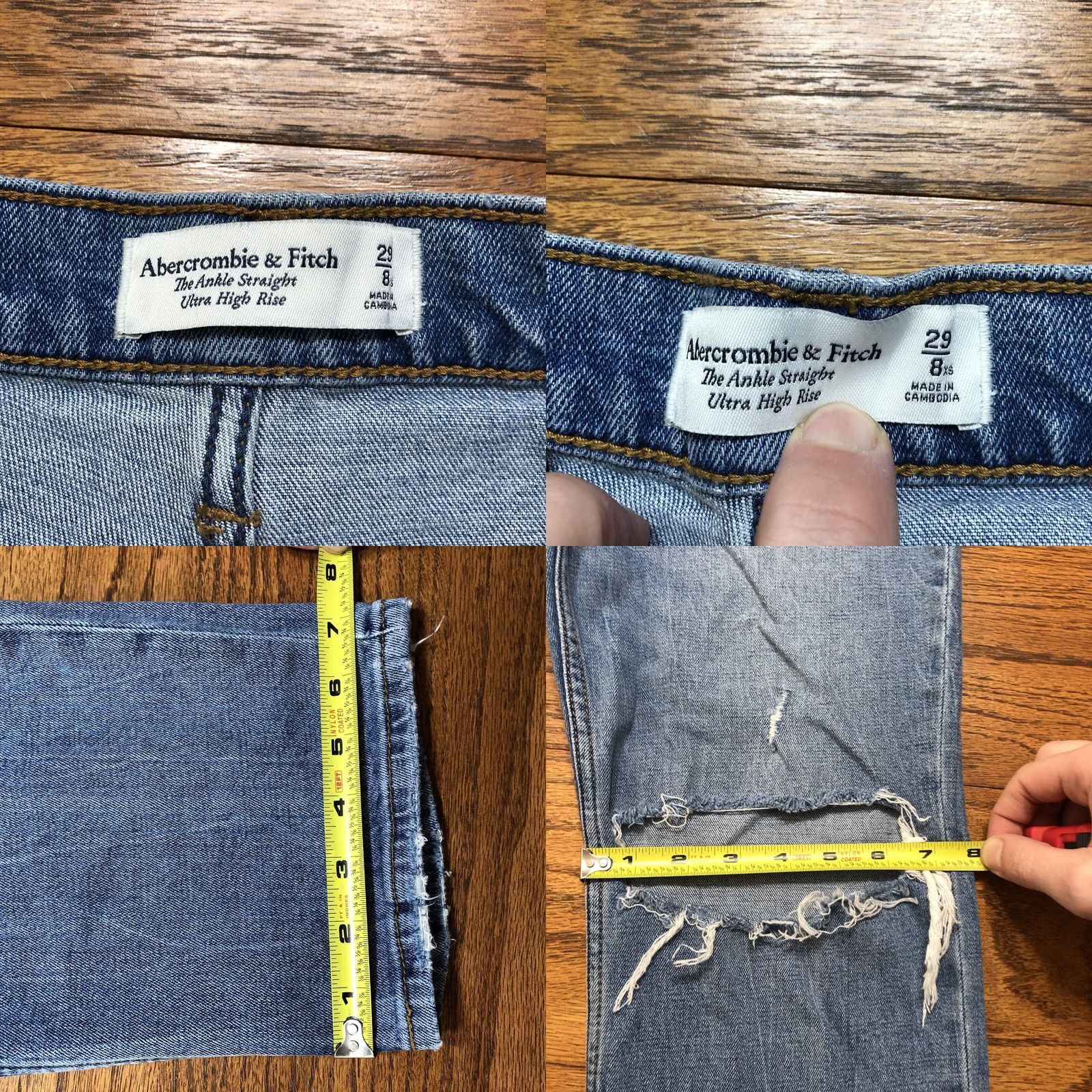 Abercrombie & Fitch Abercrombie & Fitch Jeans Ankle Regular 29/XS Blue 5-Pocket Distressed Stretch City 90s Womens Size 29" - 8 Thumbnail