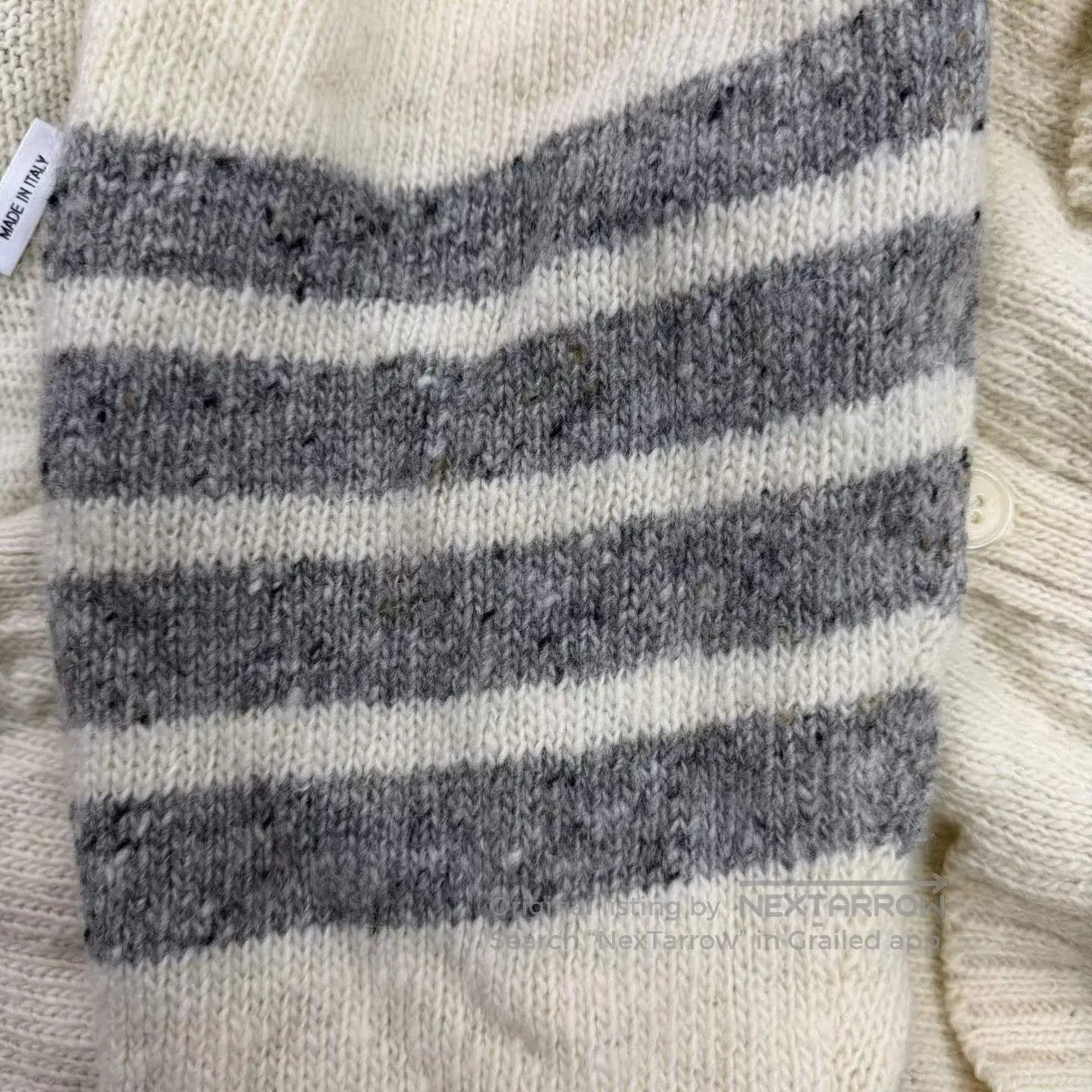 Thom Browne Thome Browne Cream Wool Four-Stripe Cardigan. Size US M / EU 48-50 / 2 - 4 Thumbnail