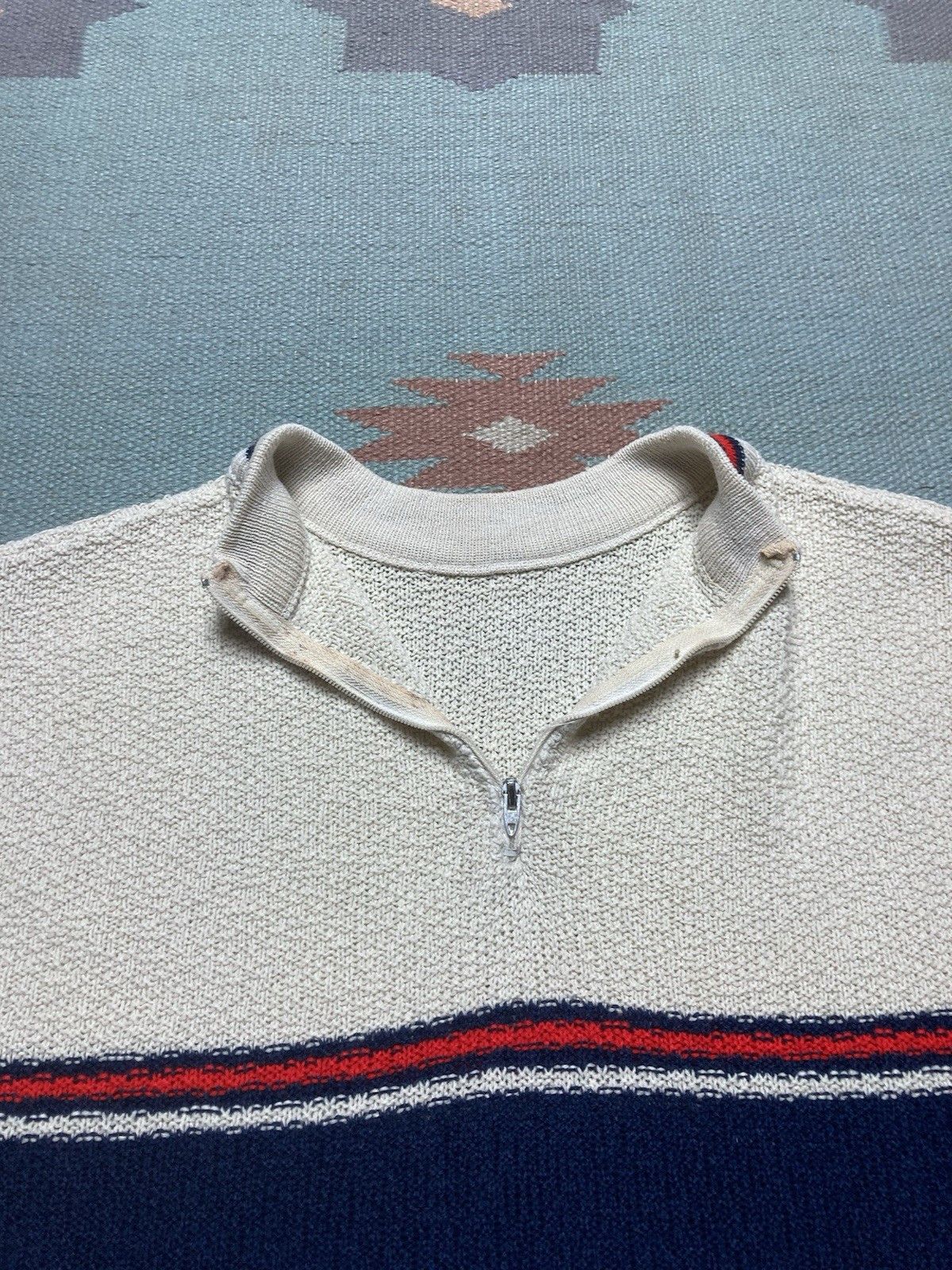 Vintage Vintage 60s 70s t shirt jacquard knit striped women’s large Size L / US 10 / IT 46 - 9 Thumbnail