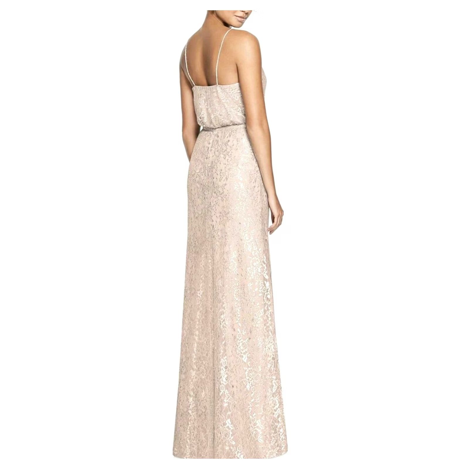 After Six After Six Dress Maxi Gown Lace Two-Piece Pink Sz 8 V-Neck Sleeveless Metallic ROCOCO Size M / US 6-8 / IT 42-44 - 4 Thumbnail