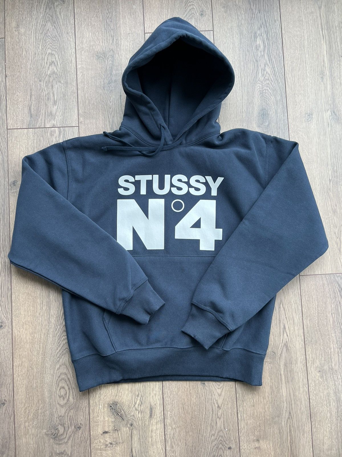 Stussy Classic Stussy Logo Zip-Hoodie, Navy Blue Color, Size Large
